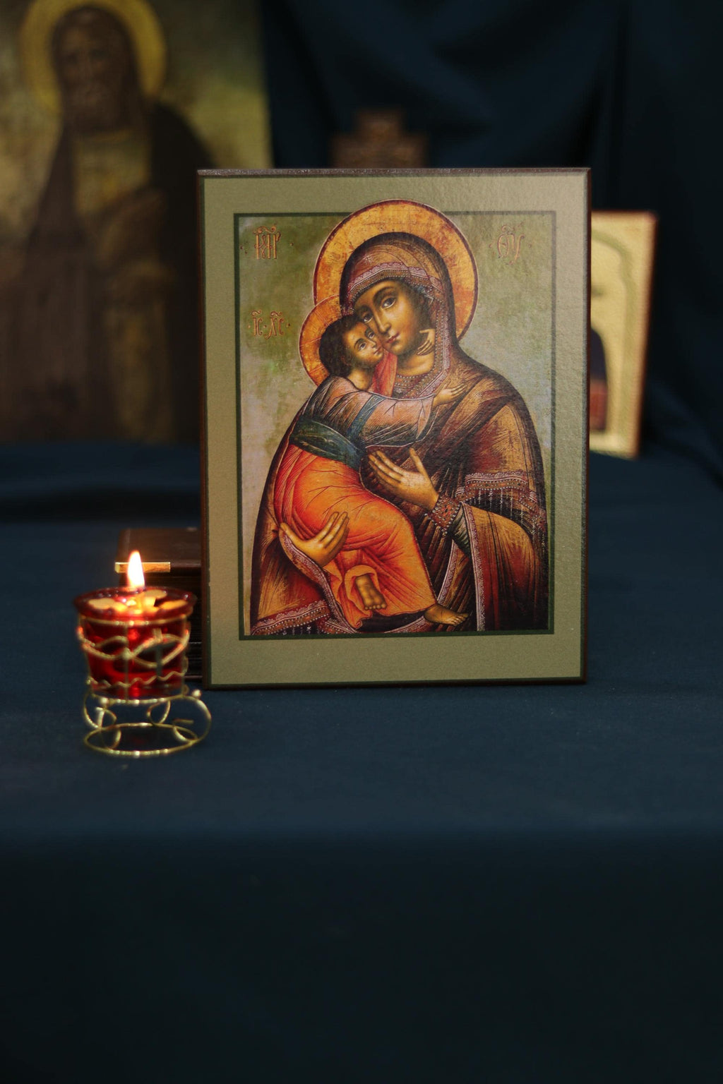 Virgin Mary & Child Wooden Icon, Orthodox Wall Art