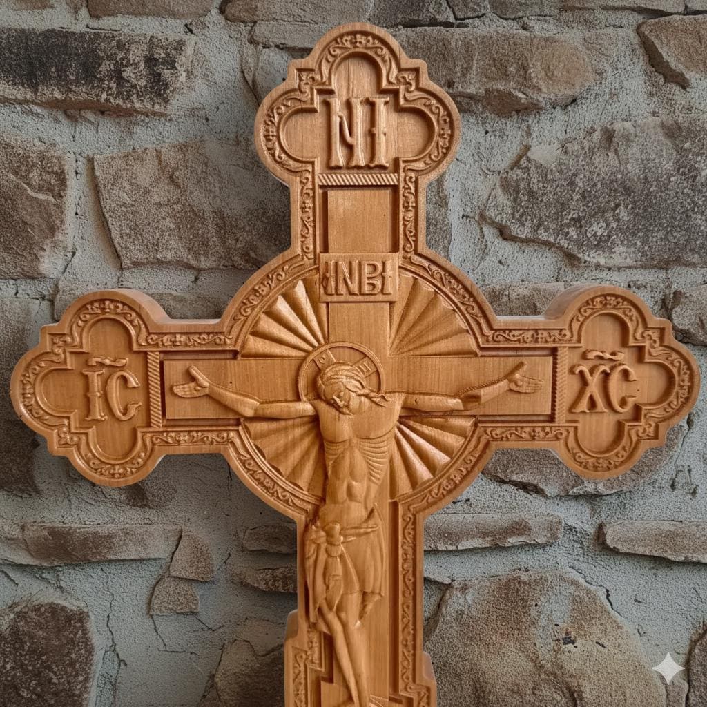 16.1 Inch Wooden Cross, Orthodox Cross, Crucifix, Jesus Christ Cross, Christian Cross, Standing Cross, Church Cross, Religious Decor