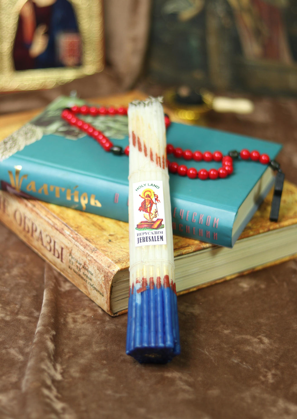 Blue-white Jerusalem Candles 33pcs, Orthodox Candles, Church Candles, Prayer Candle, Religious Candles, Christian Candles, Spiritual Candles