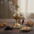 Metal Incense Burner 6.7in Set – Greek Censer with Embossed Design, 50g Greek Incense, 24mm Charcoal Tablets, Orthodox Prayer Kit