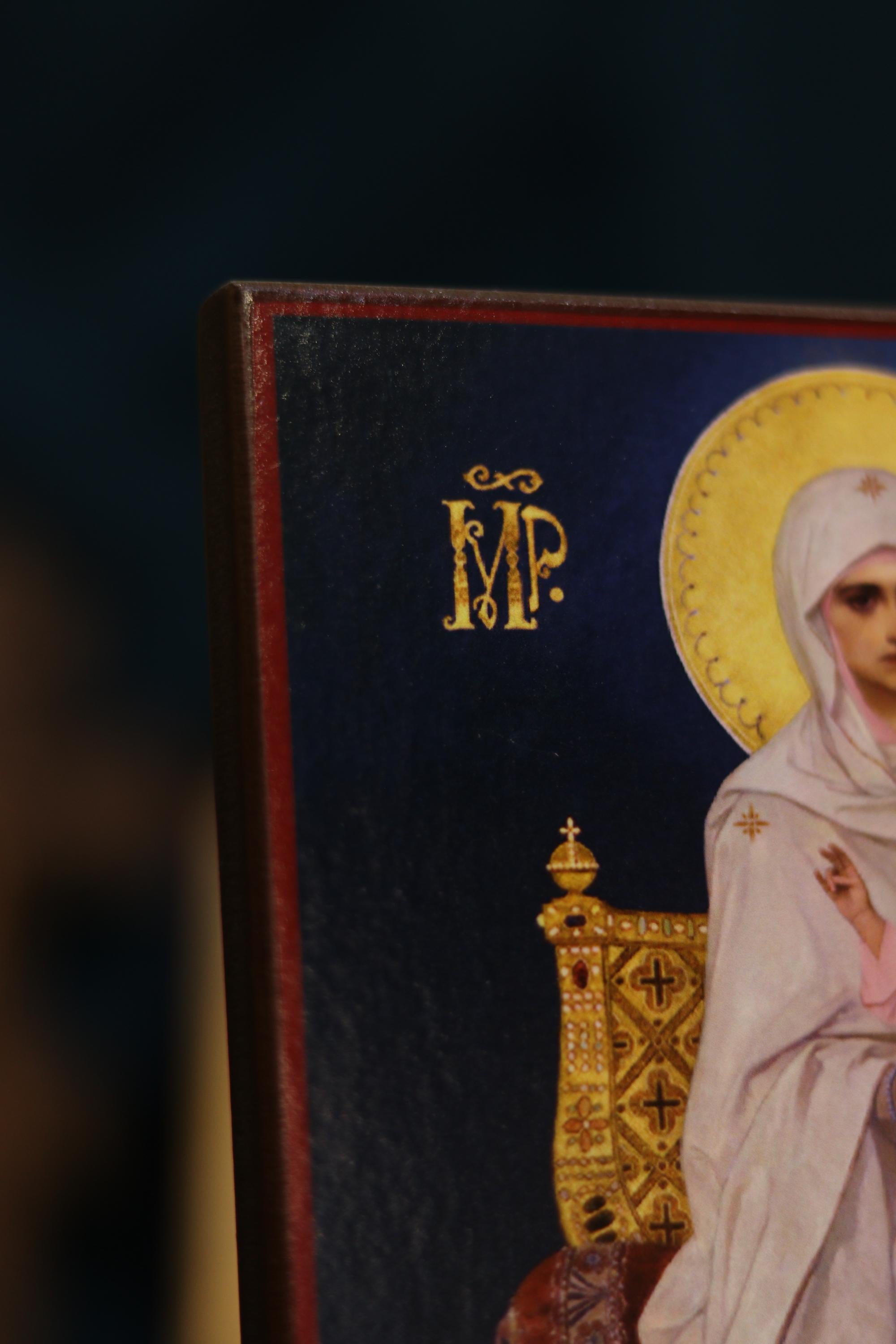 Mother of God Enthroned Icon Wooden Orthodox 7.9x6.1in
