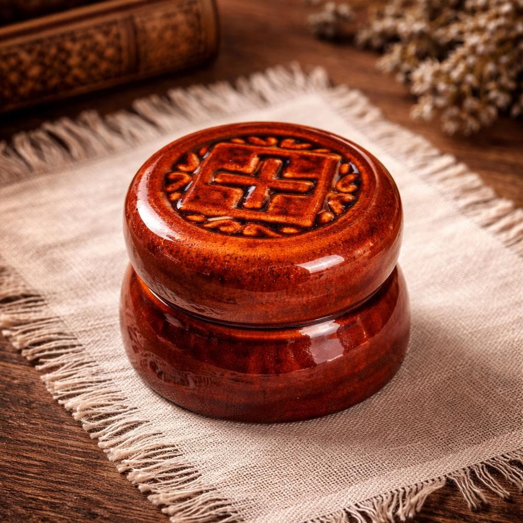 Ceramic Prosphora Box Orthodox Bread Container, 3.9x3.9 in, Church Use