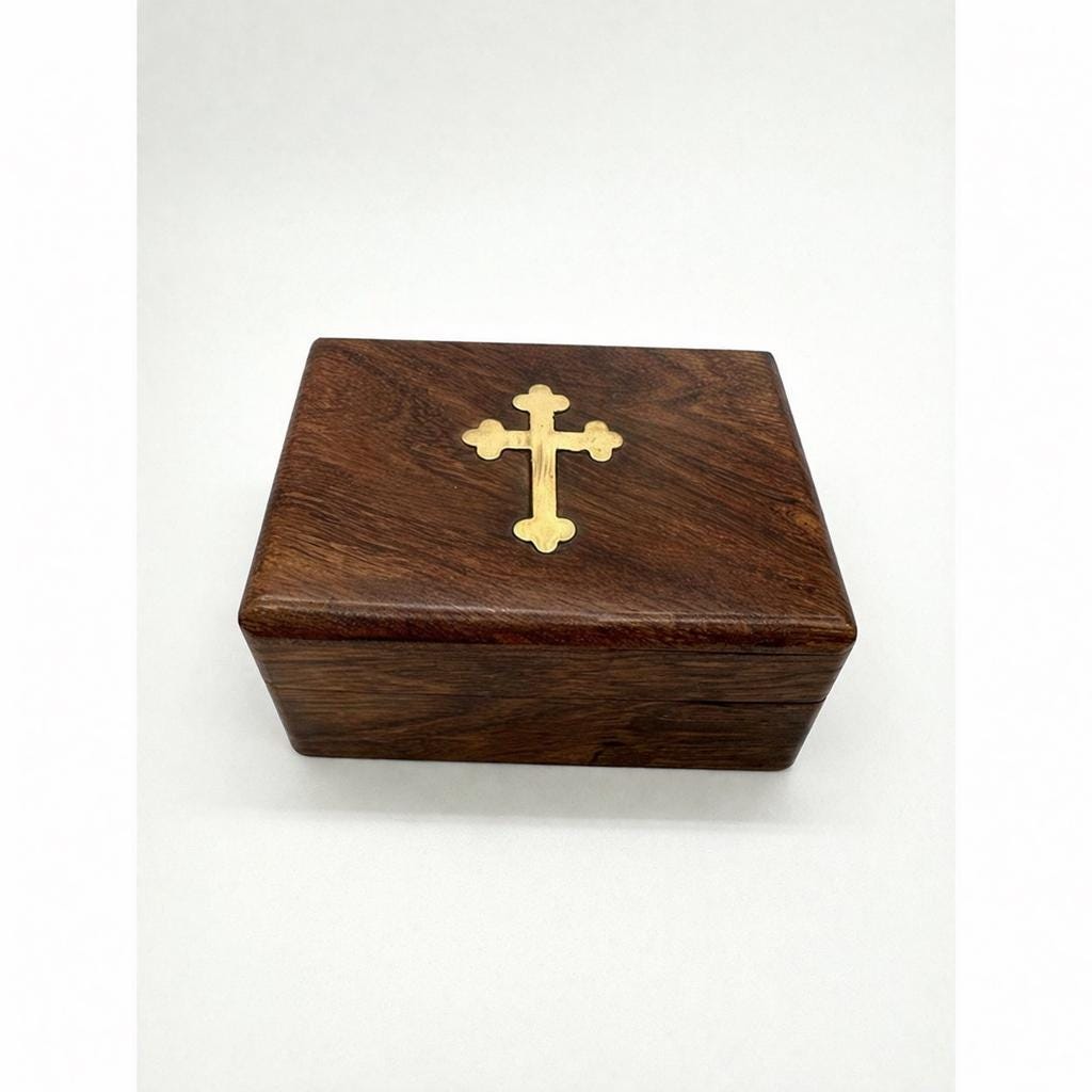 Wooden Incense Box 3.9x3.1x2 in., Orthodox Church Incense Holder