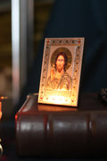 Wooden Orthodox Jesus Christ Icon 3.3in, Christ Pantocrator, Small Prayer Icon