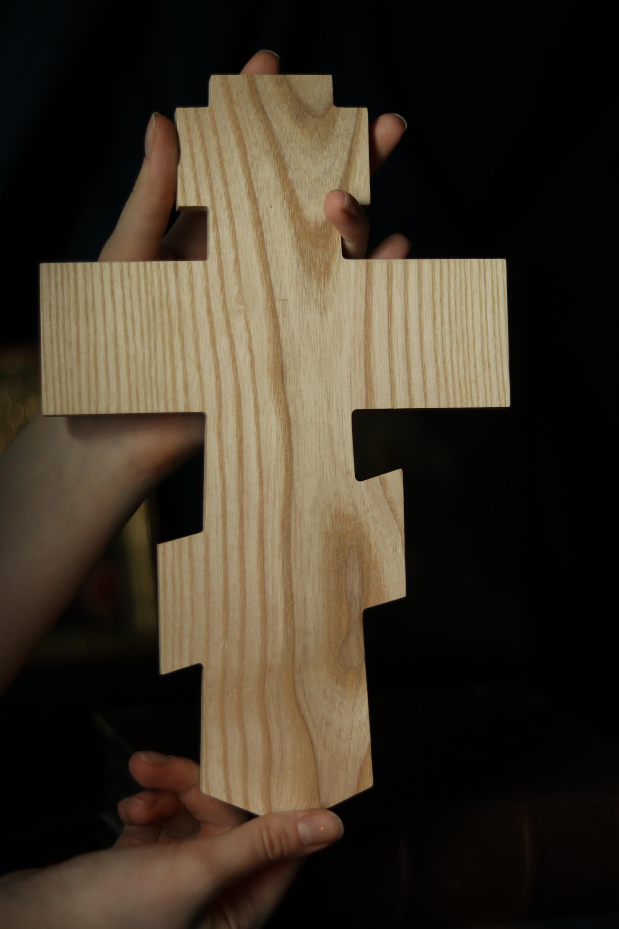 12in Beech Wood Orthodox Cross, Church Cross, Wooden Crucifix.
