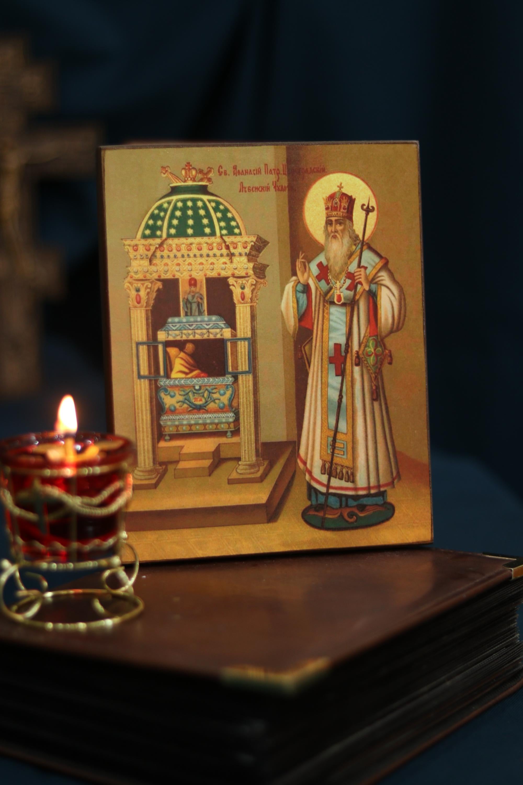 Saint Athanasius Patriarch of Constantinople Orthodox Wooden Icon Lubny