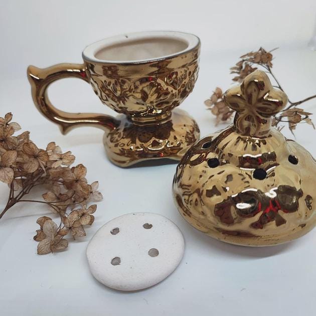 Ceramic Incense Set 5.3 in, Orthodox Censer, Greek Incense & Charcoal, Christian Gift Set, Home Prayer Decor