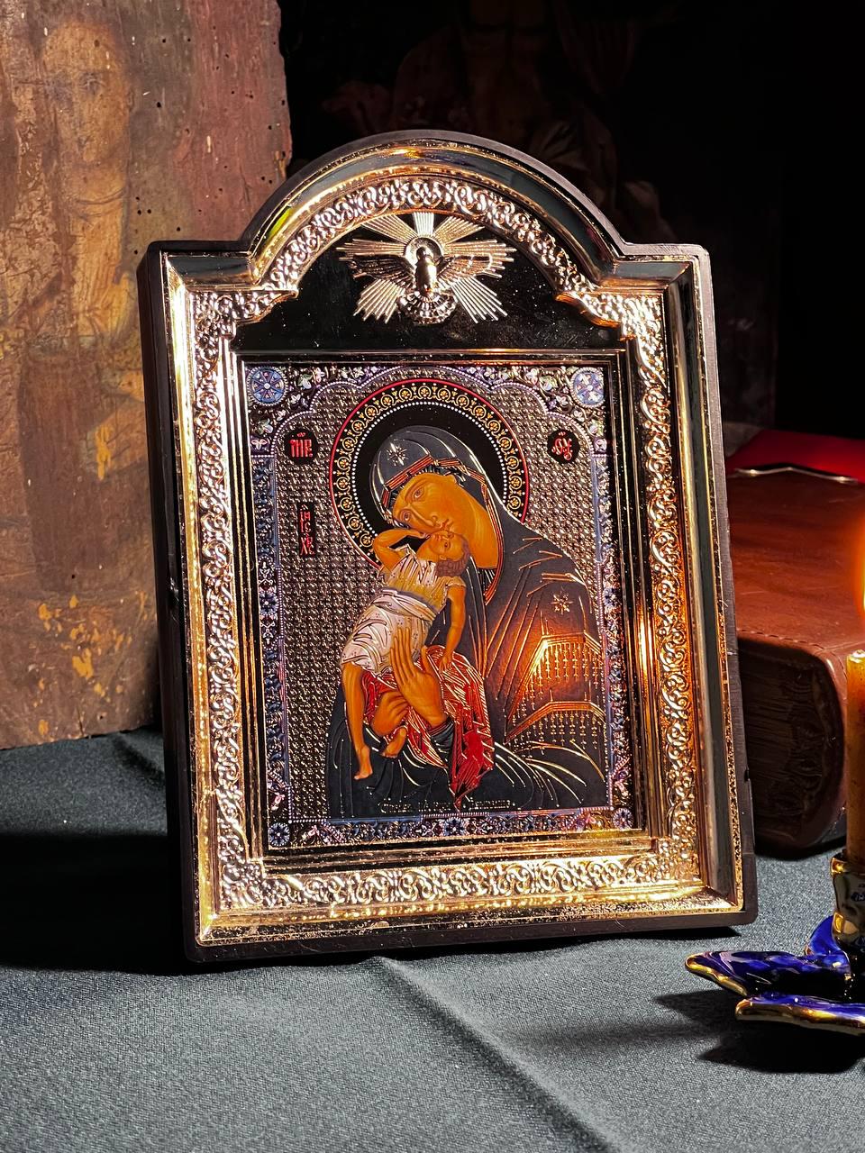 Icon of the Virgin Mary, God's mother, "Playing with the Child" icon, Orthodox icon, Orthodox christian, Christianity art, Icon 14x19 cm