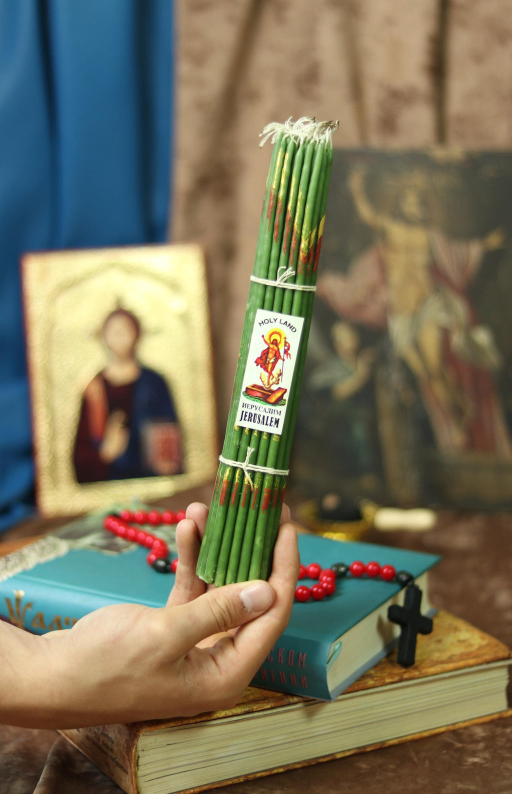 Green Jerusalem Candles 33pcs, Orthodox Candles, Church Candles, Prayer Candle, Religious Candles, Christian Candles, Spiritual Candles