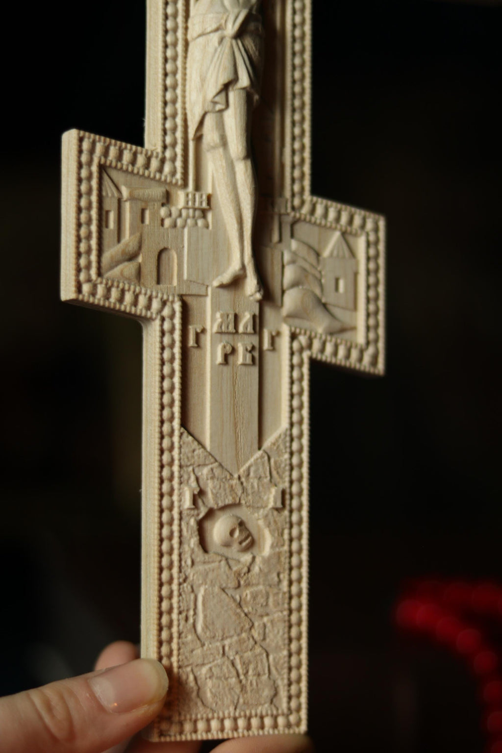 12in Beech Wood Cross, Orthodox Cross, Lord Jesus Christ
