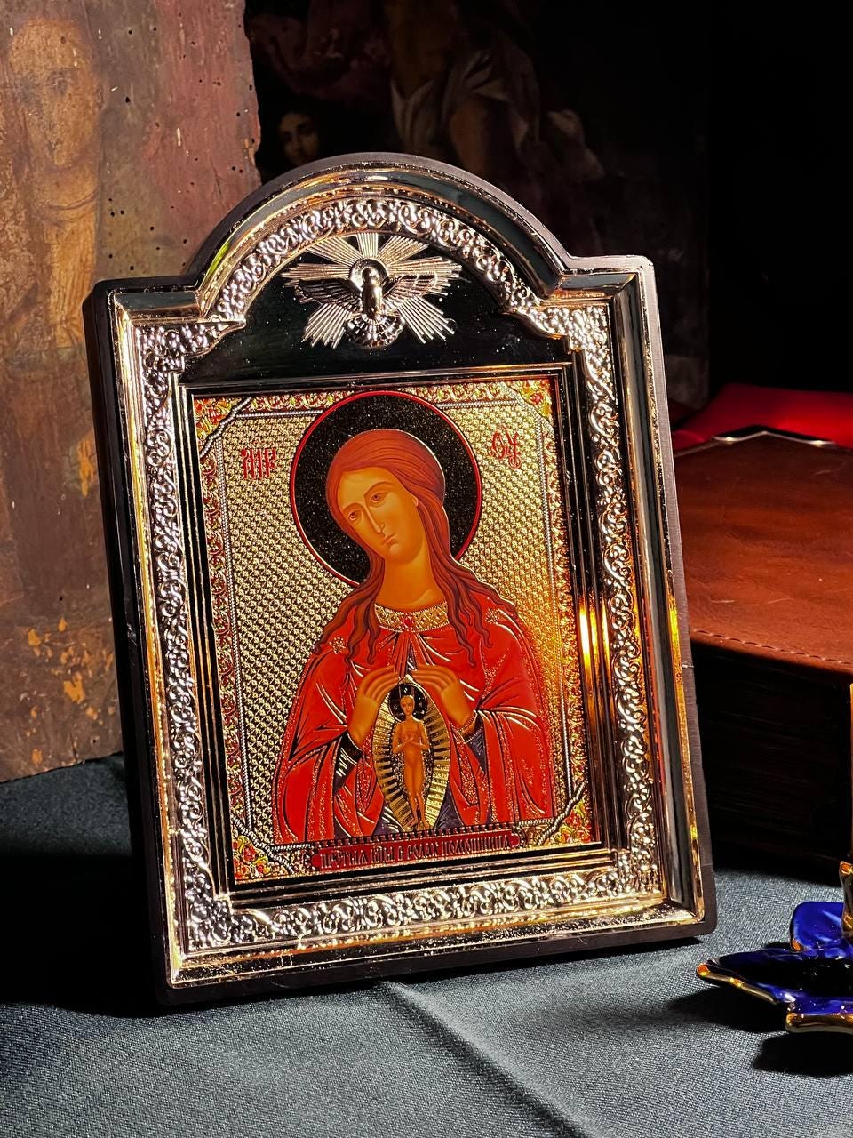 Icon of the Virgin Mary, God's mother, "Helper in Childbirth" icon, Orthodox icon, Orthodox christian, Christianity art, Icon 14x19 cm