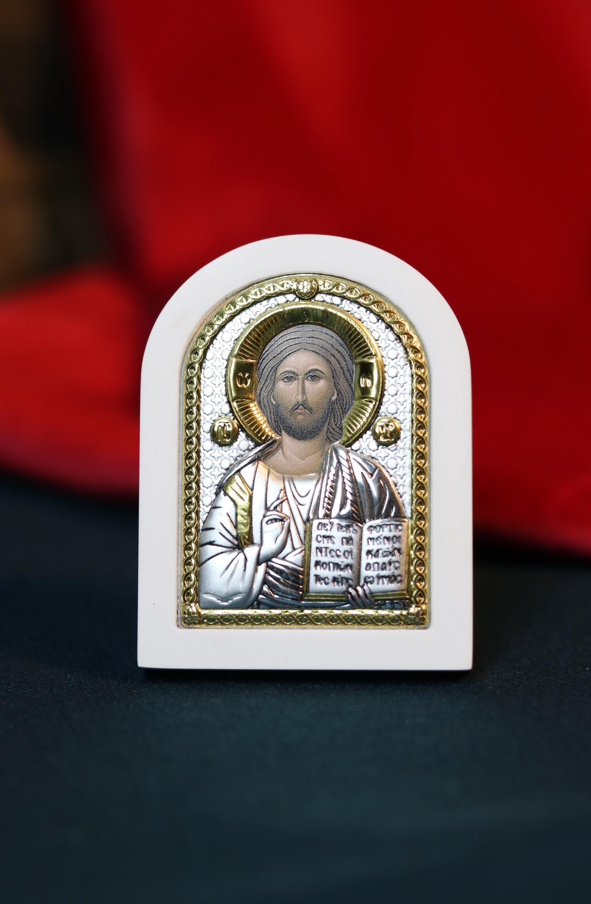 Orthodox icon of Jesus Christ, silver icon, Orthodox silver icon, Orthodox icon, Religious icon, Christian icon, Greek icon