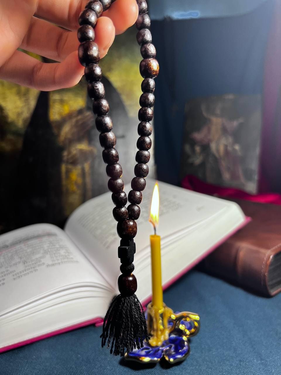 Orthodox Wooden Prayer Beads with Tassel – Handmade Black Wood Orthodox rosaries, prayer beads, first communion