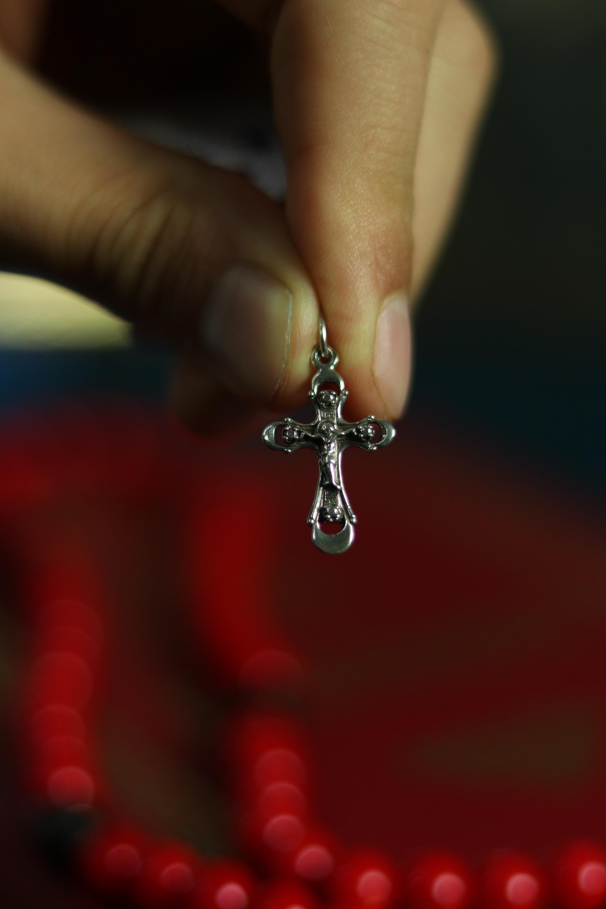 Sterling Silver Orthodox Cross Pendant | 0.67 in Tall | 1.23g | 925 Christian Crucifix Charm for Baptism & Daily Wear, greek orthodox cross