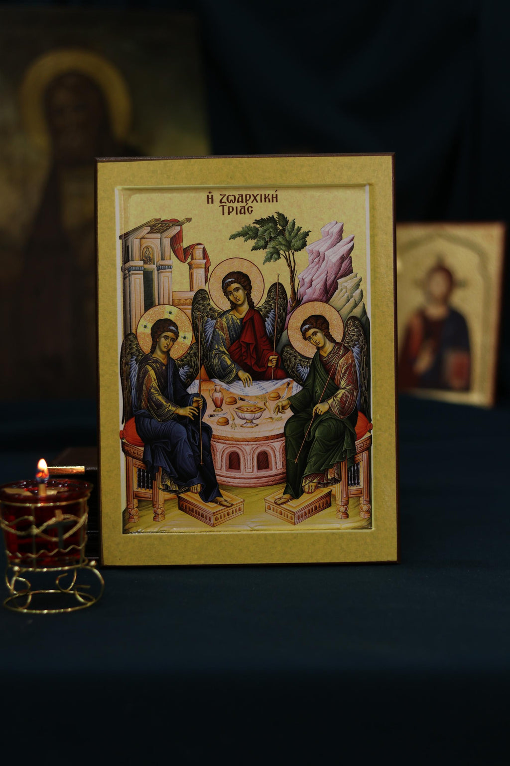 Holy Trinity Orthodox Wooden Icon Christian Wall Art Prayer Icon