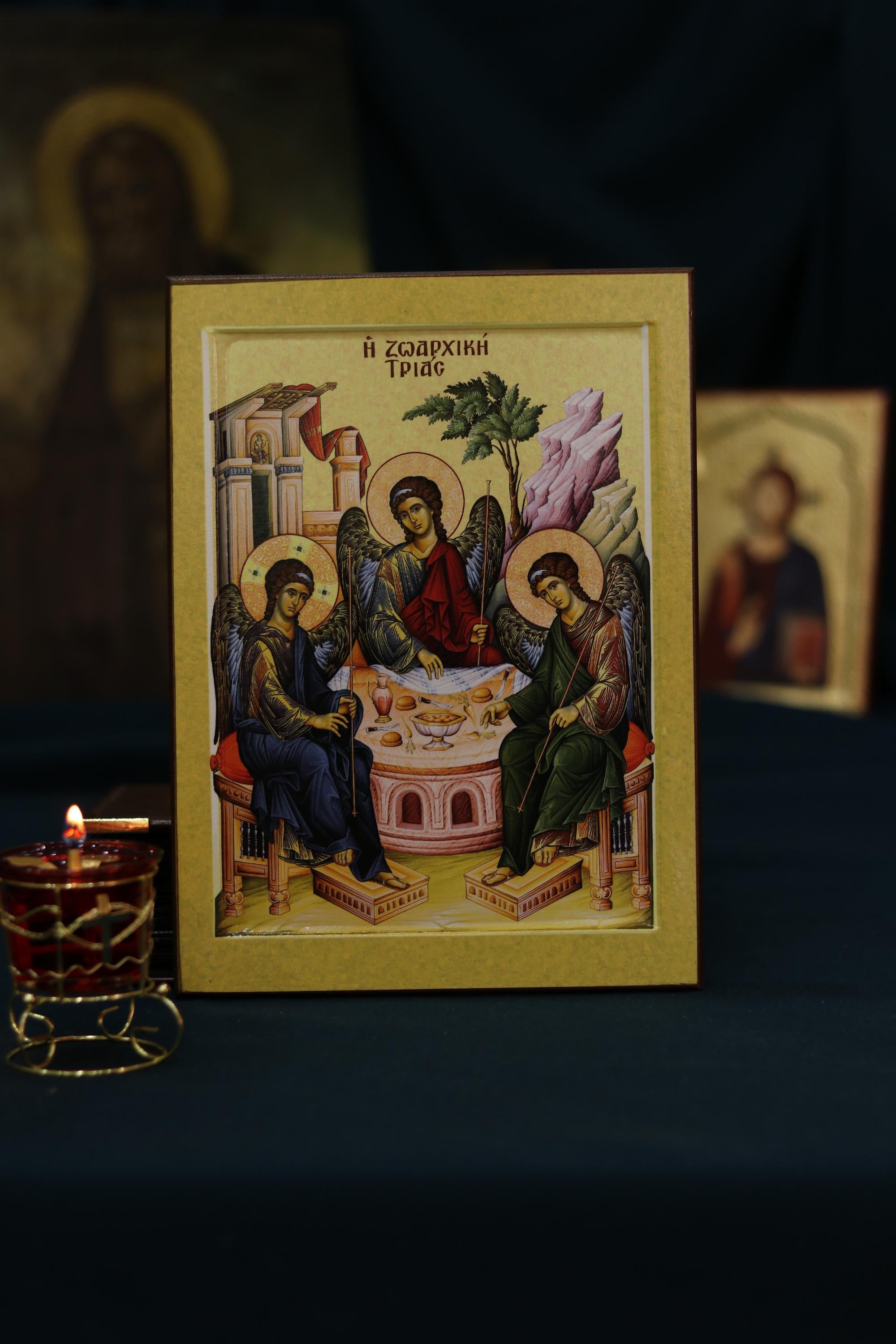 Holy Trinity Orthodox Wooden Icon Christian Wall Art Prayer Icon