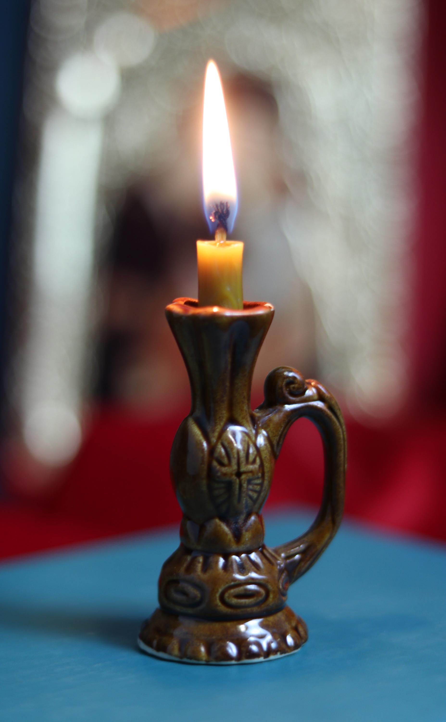 Vintage Ceramic Candle Holder with Handle – 7 cm, Orthodox candlestick, Ceramic candlestick, Orthodox icon, Small candlestick