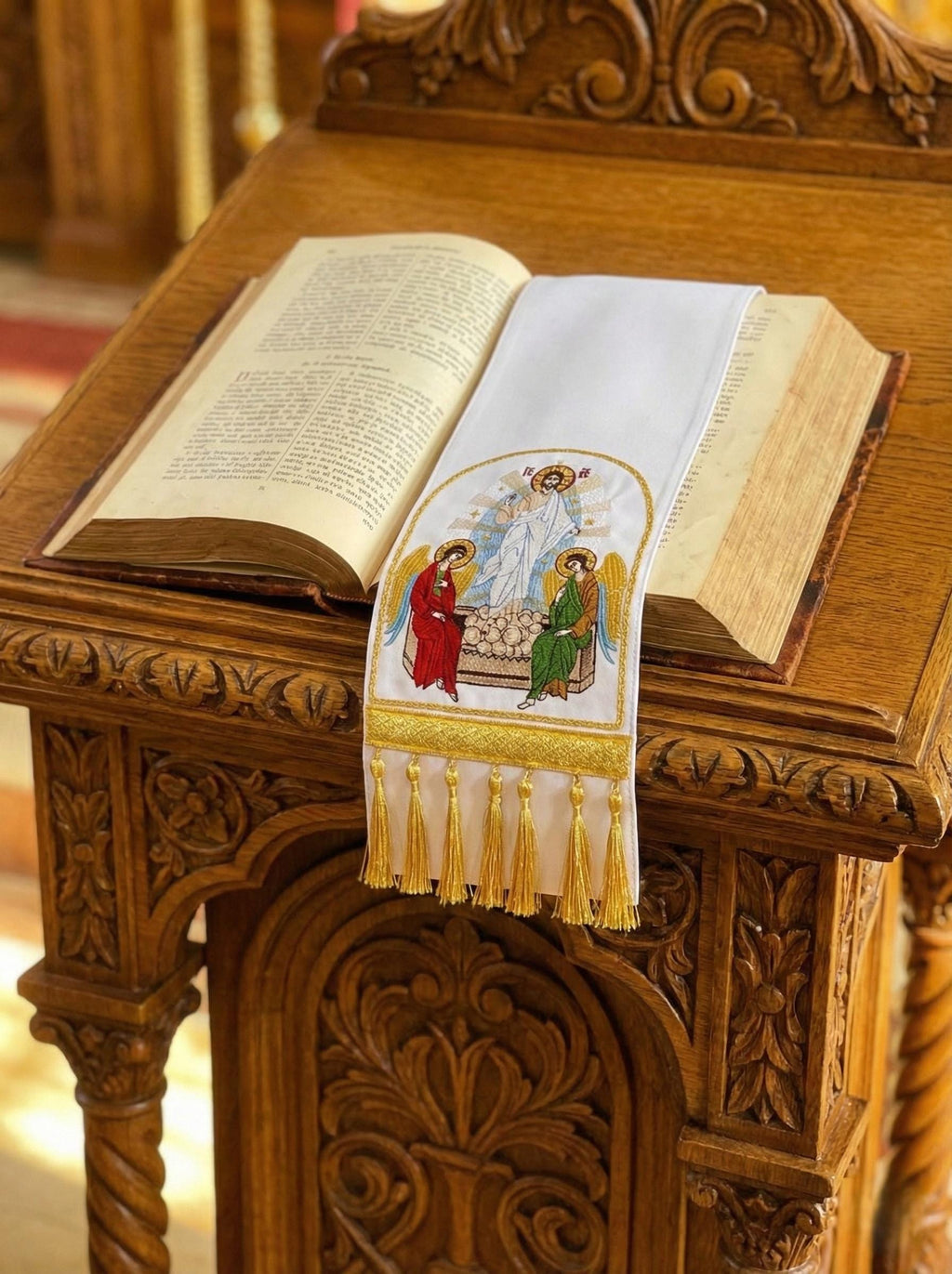 54.7x5.5 Inch Embroidered Gospel Bookmark, Orthodox Church Bookmark, Altar Bookmark, Christian Gift, Liturgical Textile