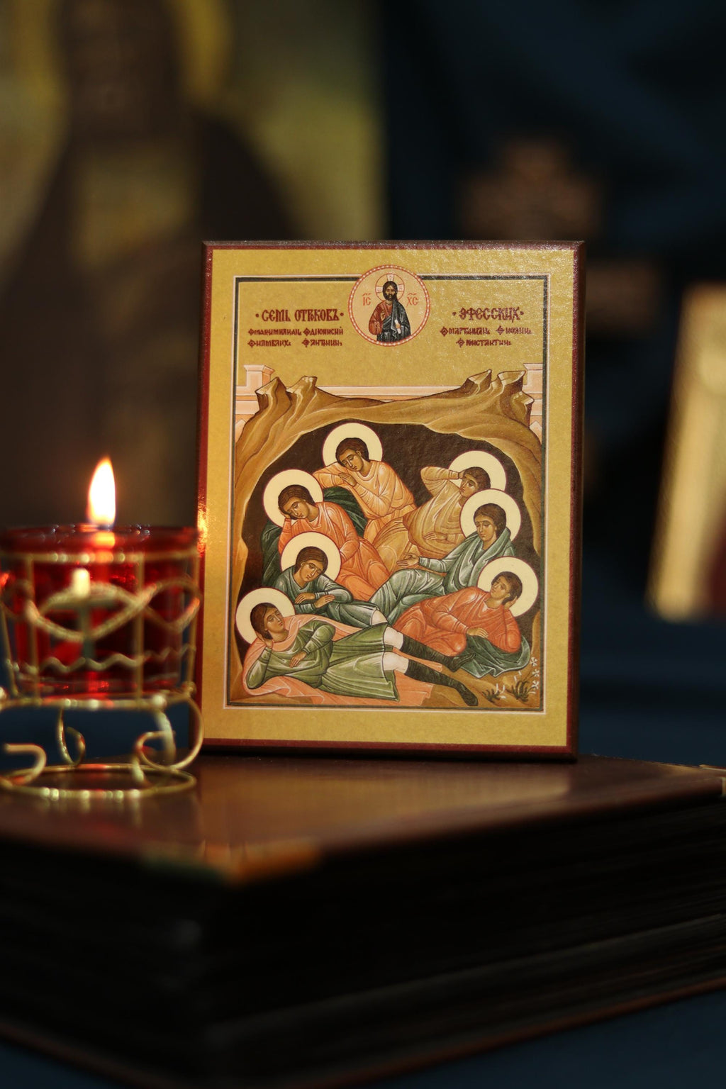 Orthodox Wooden Icon ., Seven Sleepers of Ephesus