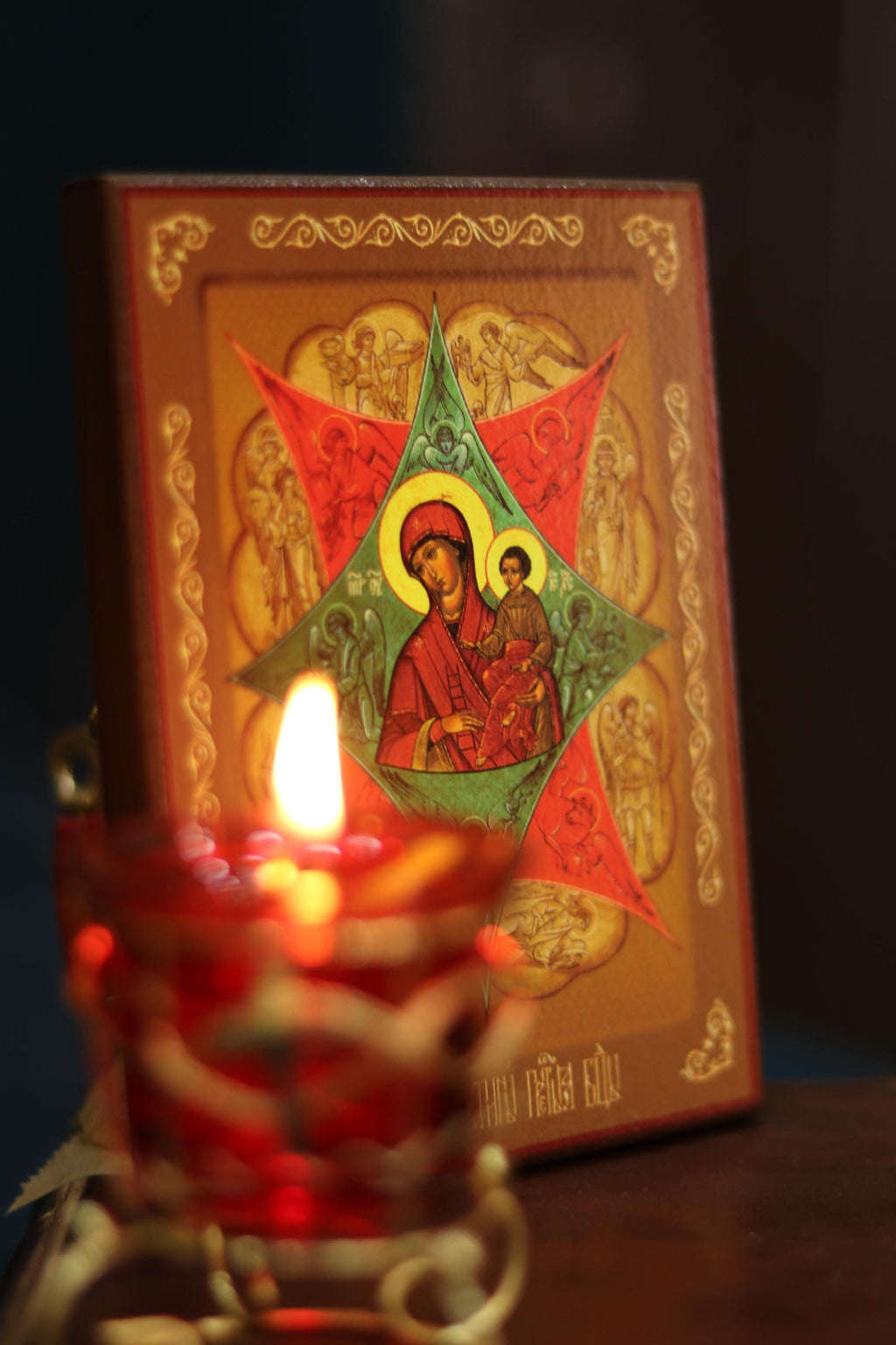 Orthodox Wooden Icon ., Burning Bush Mother of God Icon, Neopalimaya Kupina