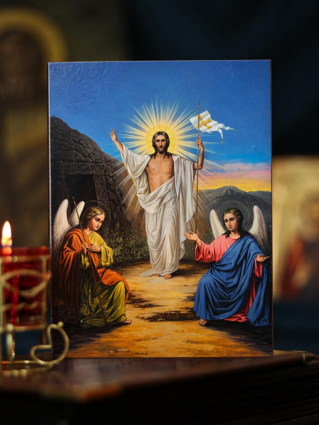 Resurrection of Christ Wooden Icon Orthodox 6.3x4.7 in