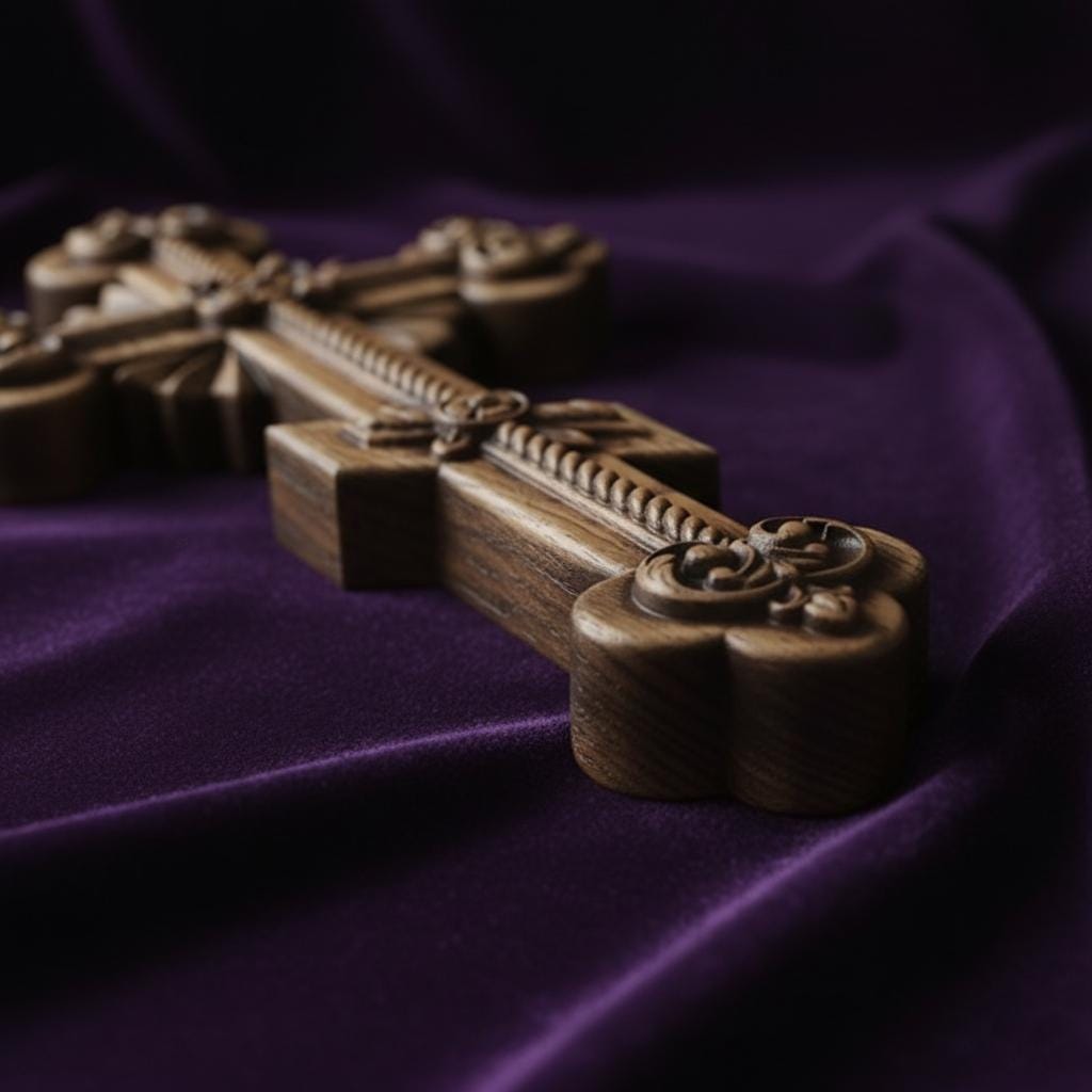 Orthodox Wooden Crucifix, Handcrafted Beech Wood Cross
