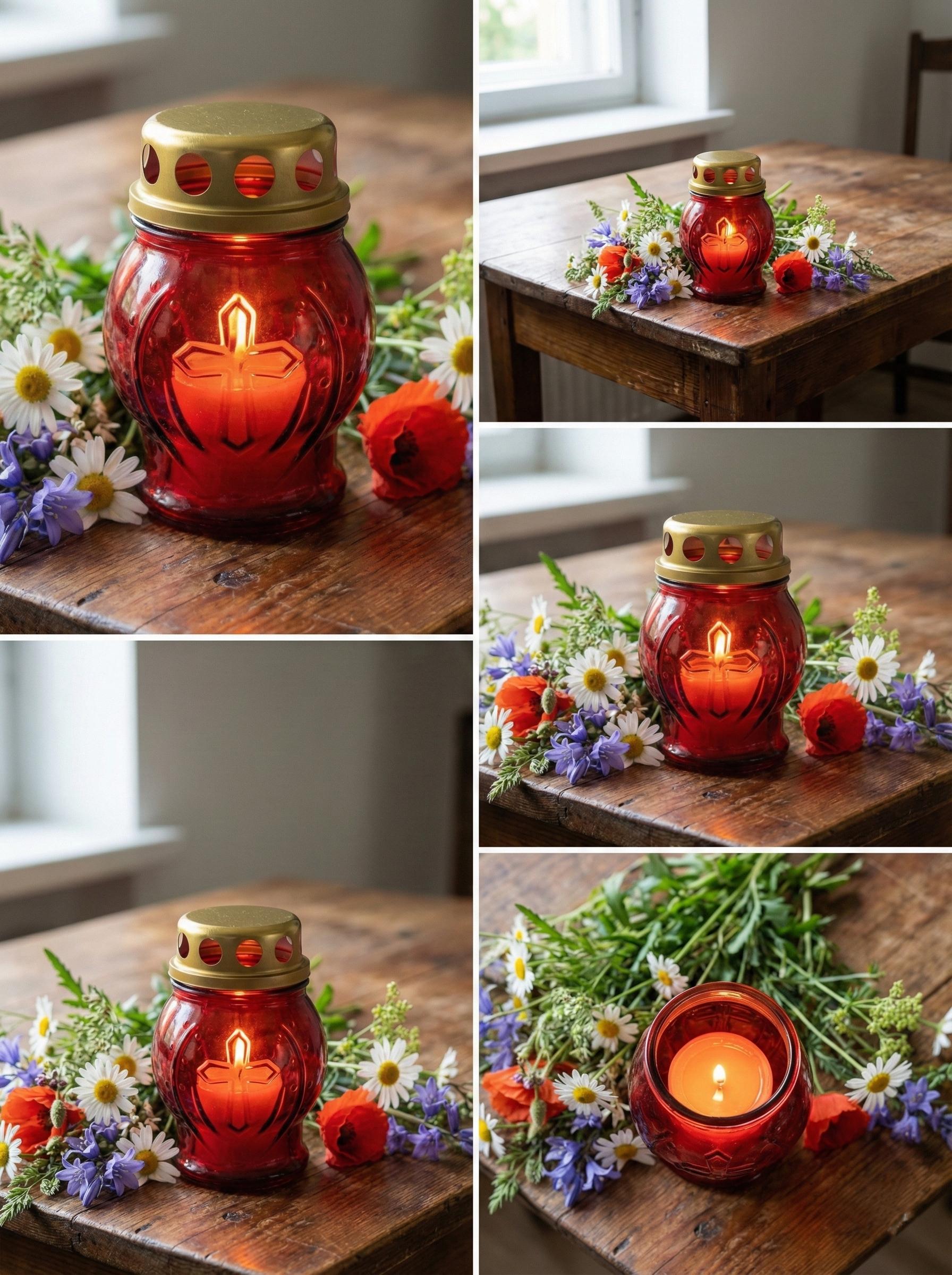 Glass Vigil Lamp 8h, Red Candle Lamp, Orthodox Lampada, Memorial Candle, Church Candle Holder