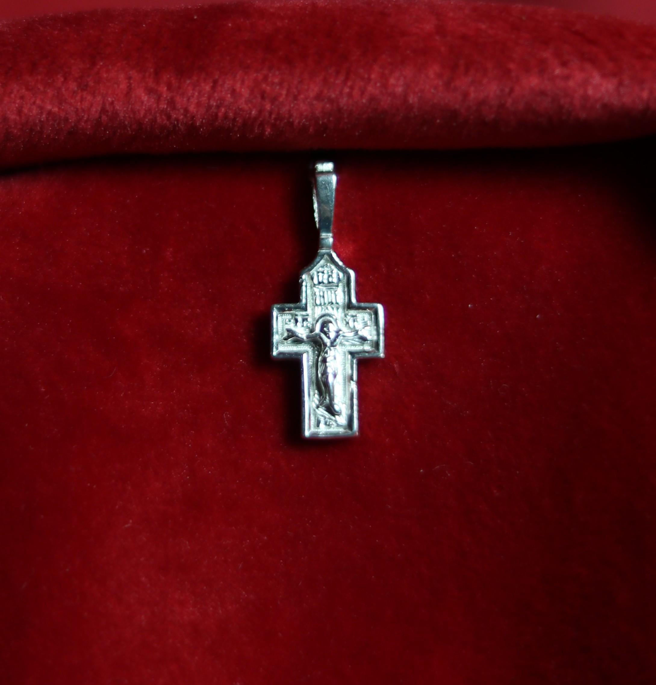 Orthodox Silver Cross Pendant – Sterling Silver 925 – 0.9×1.5 cm – 1.26 g – Mini Crucifix Necklace, Crucifix Pendant, Baptism gift