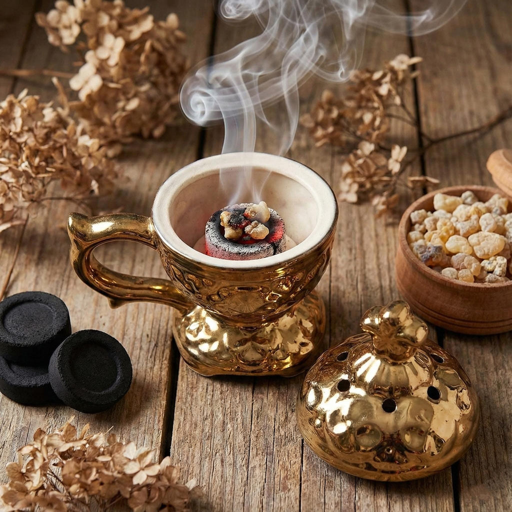 Ceramic Incense Set 5.3 in, Orthodox Censer, Greek Incense & Charcoal, Christian Gift Set, Home Prayer Decor