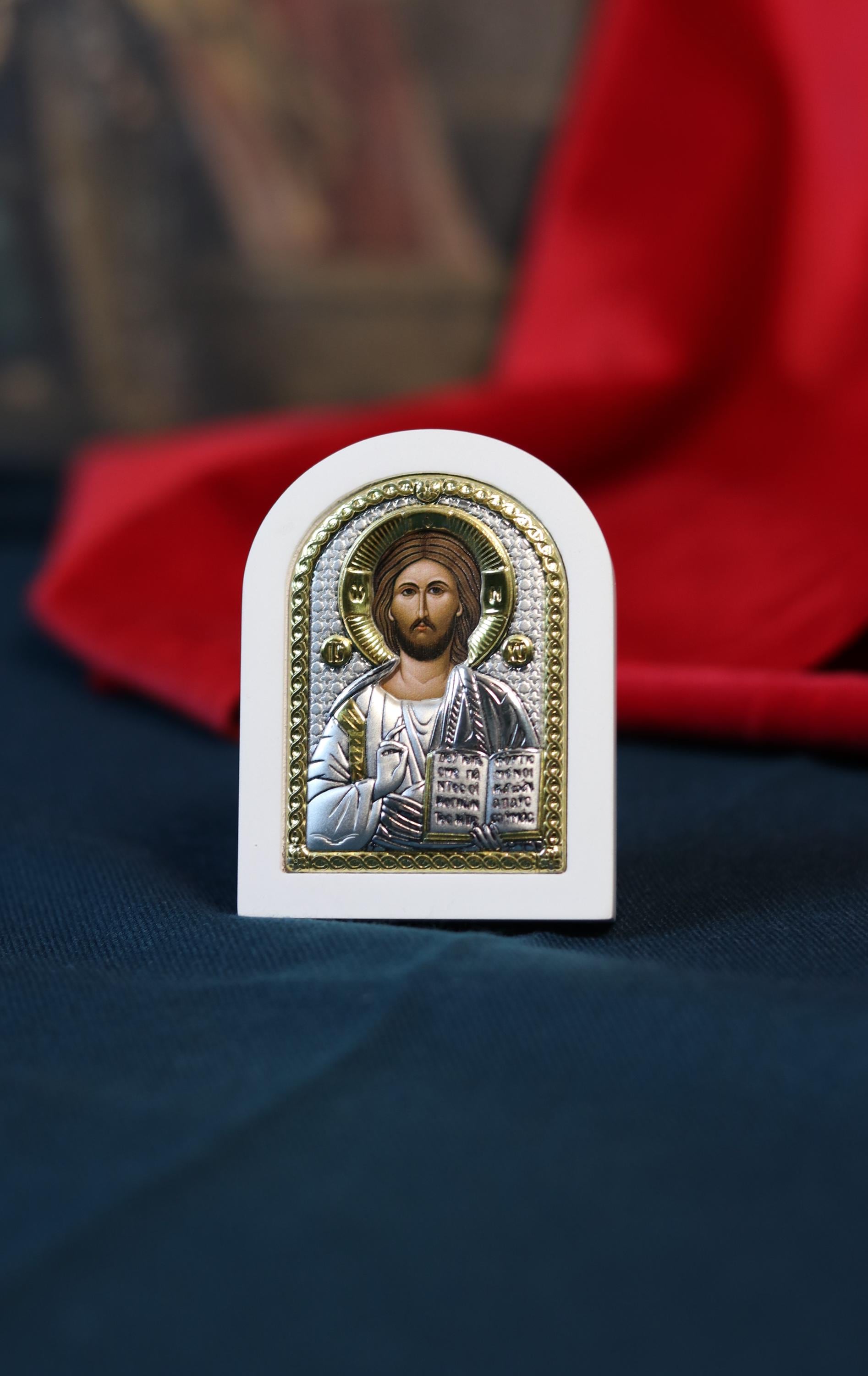 Orthodox icon of Jesus Christ, silver icon, Orthodox silver icon, Orthodox icon, Religious icon, Christian icon, Greek icon