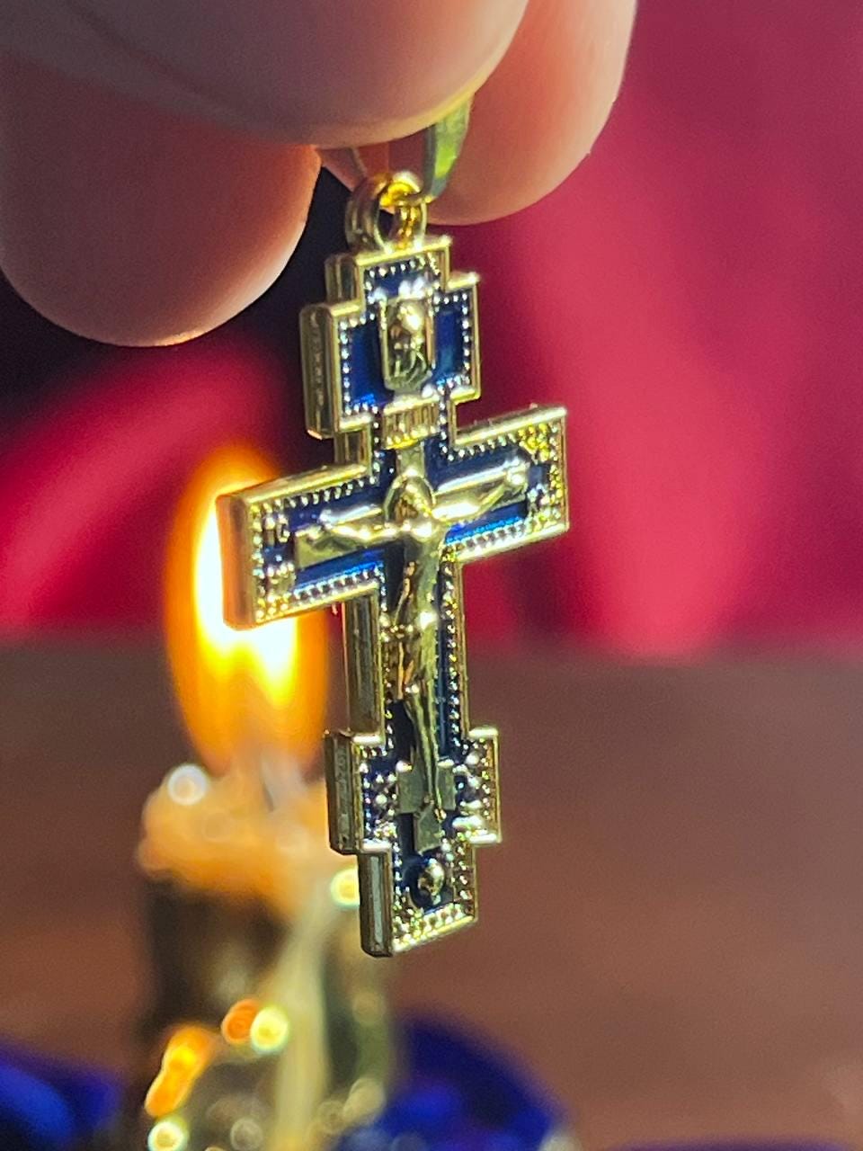 Orthodox Cross Necklace, Large Jesus cross pendant with Jesus Christ, Christian Cross Pendant, Crucifix necklace.