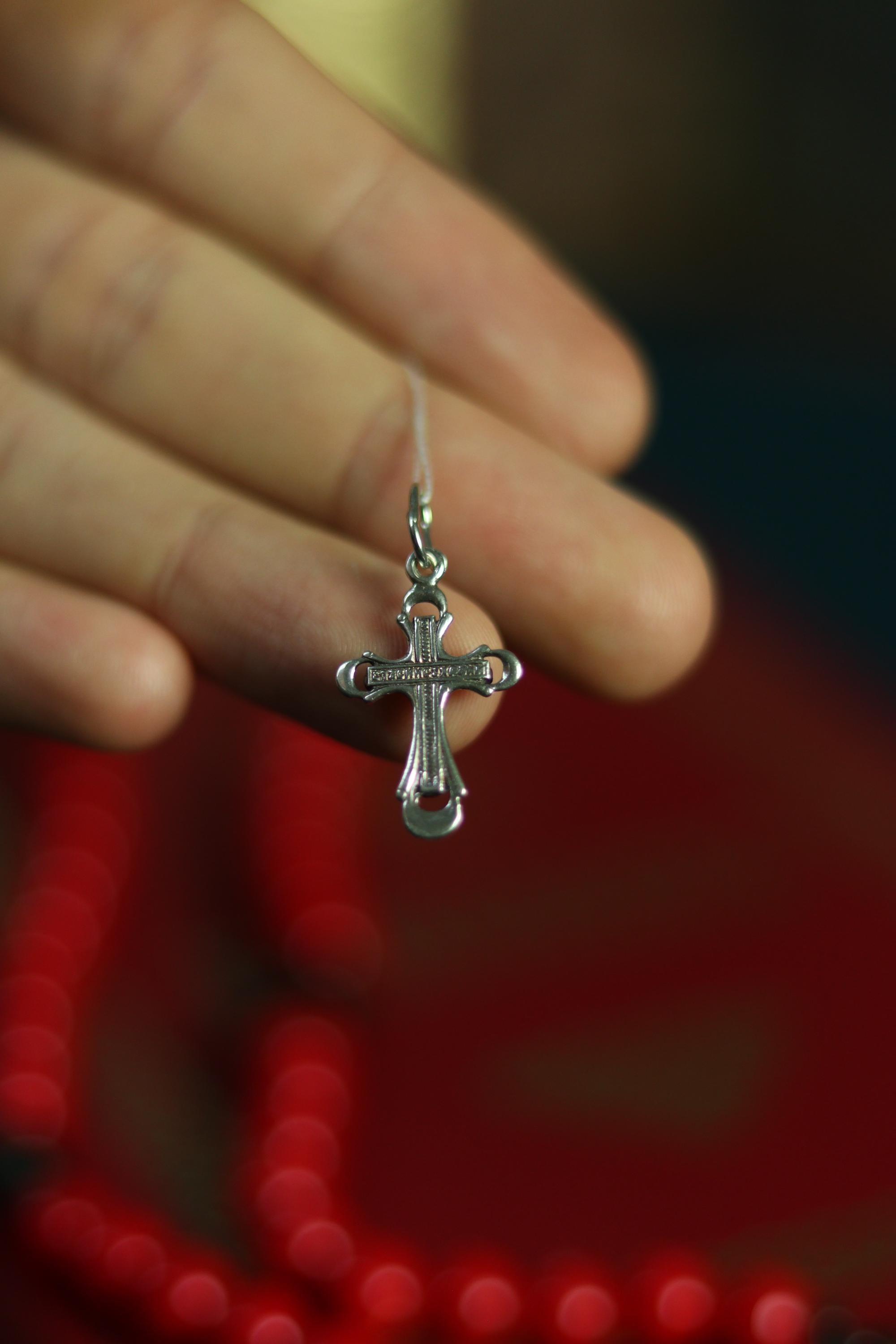 Sterling Silver Orthodox Cross Pendant | 0.67 in Tall | 1.23g | 925 Christian Crucifix Charm for Baptism & Daily Wear, greek orthodox cross