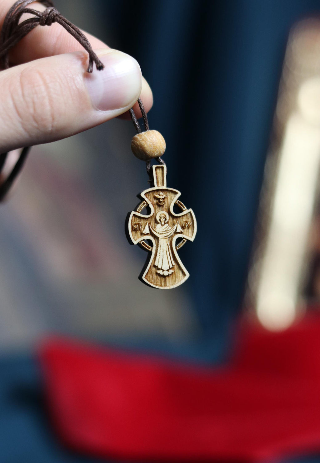Orthodox Wooden Cross Pendant – Compressed Wood, Jesus Crucifix, Blessed in Church, Orthodox cross, Orthodox icon