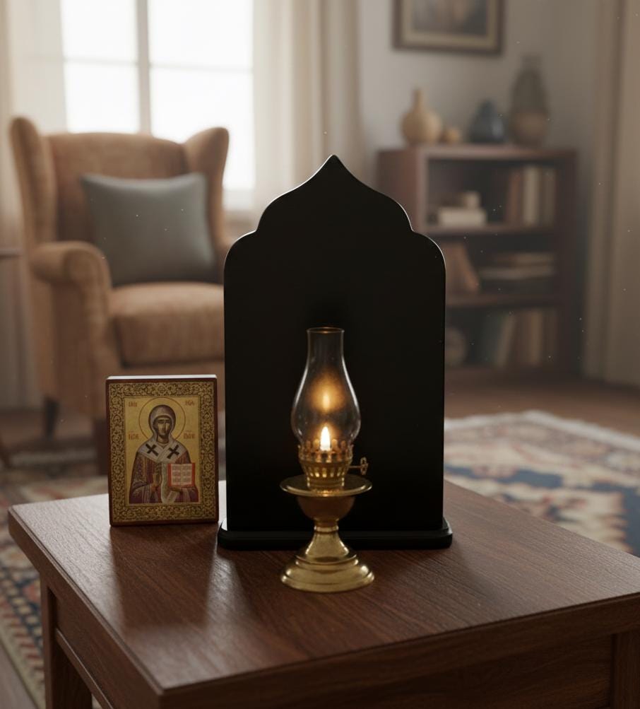 12in Wooden Orthodox Crucifix Candle Stand, Crucifix With Icons, Church Cross, Christian Decor, Prayer Corner Cross, Religious Gift