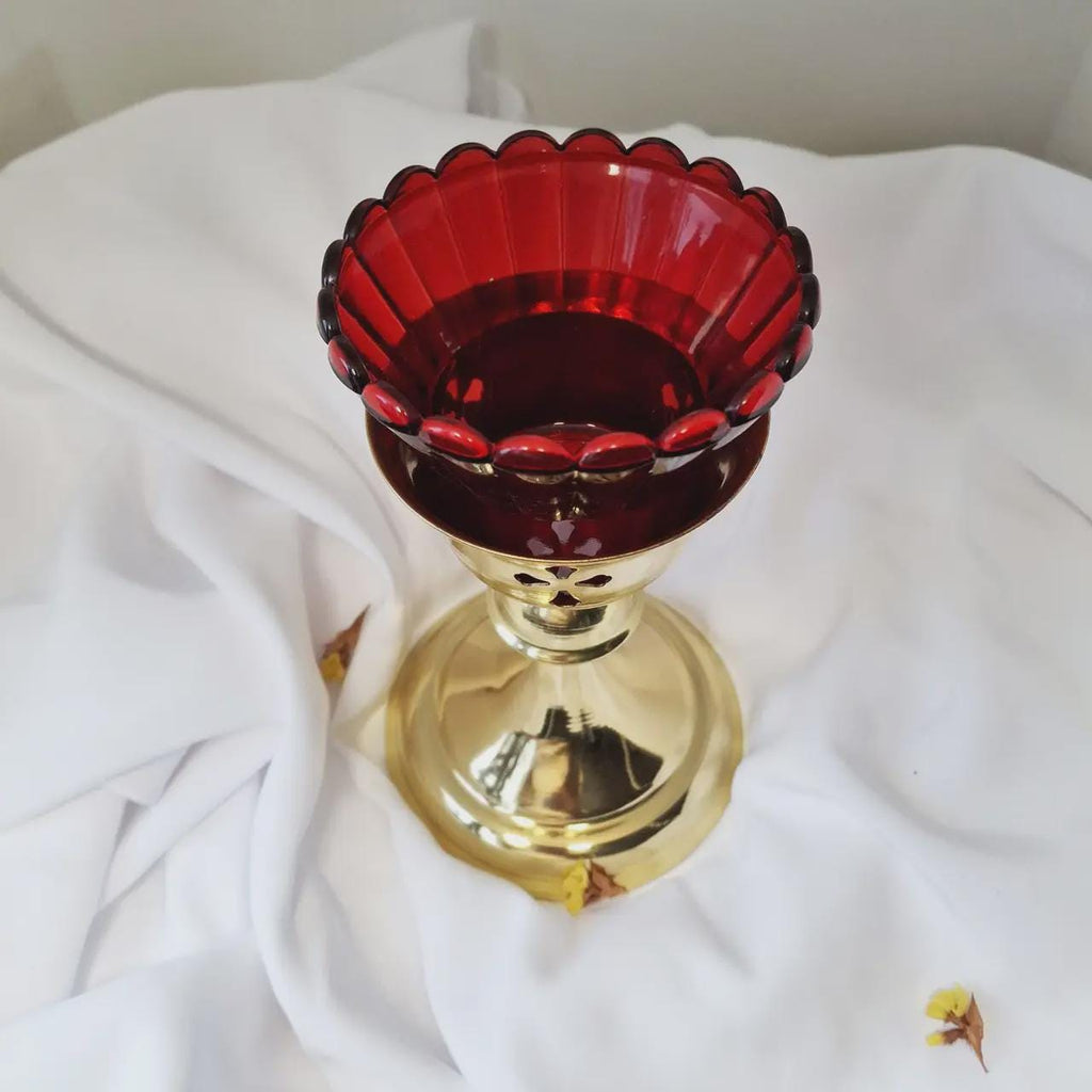 Metal Table Icon Lamp 4.13×5.51 in, Orthodox Lamp, Oil Lamp, Icon Lamp, Prayer Light, Church Decor
