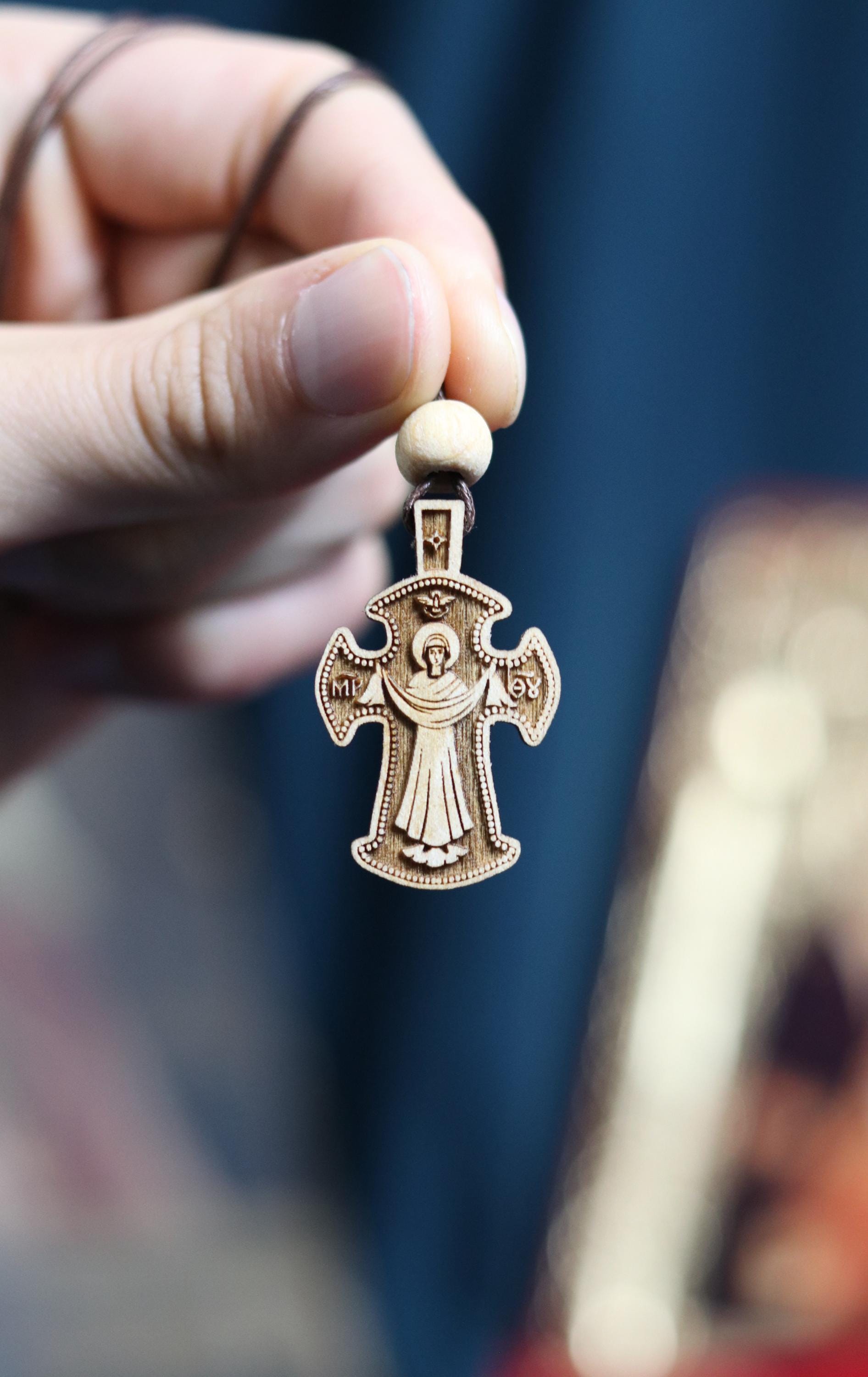 Wooden Orthodox cross, Wooden cross, Orthodox pendant, Christian cross, Jesus crucifix, Wlessed cross, Orthodox necklace, Eastern Orthodox