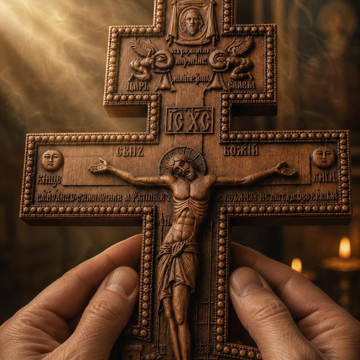 Wooden Orthodox Crucifix Wall Cross 7.9-19.7in Jesus Christ Wall Decor
