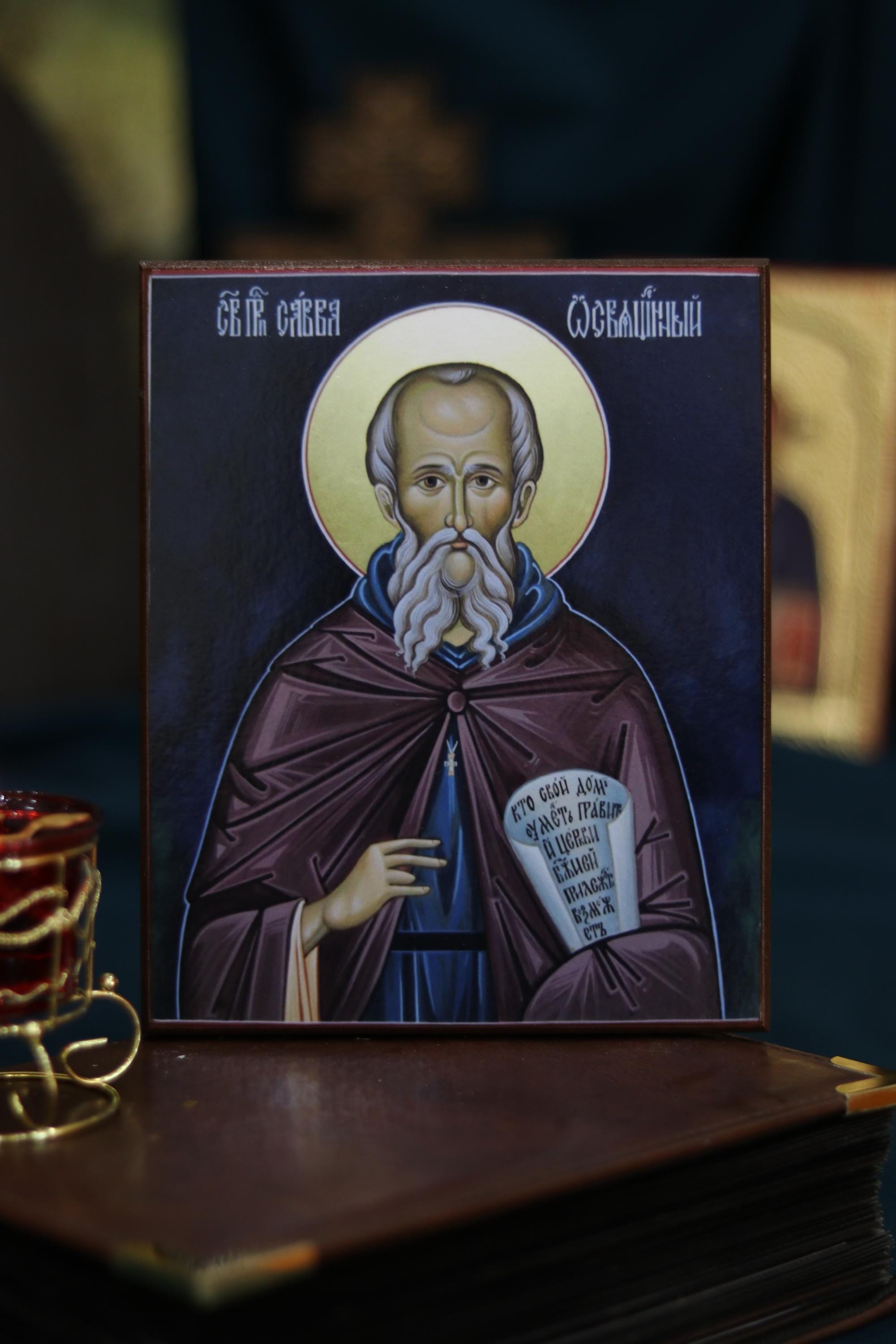 Saint Sabbas the Sanctified Orthodox Wooden Icon Christian Prayer