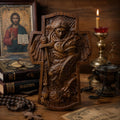 Wood Carved Archangel Michael Cross, Beech Wood Wall Cross, 7.9–19.7in