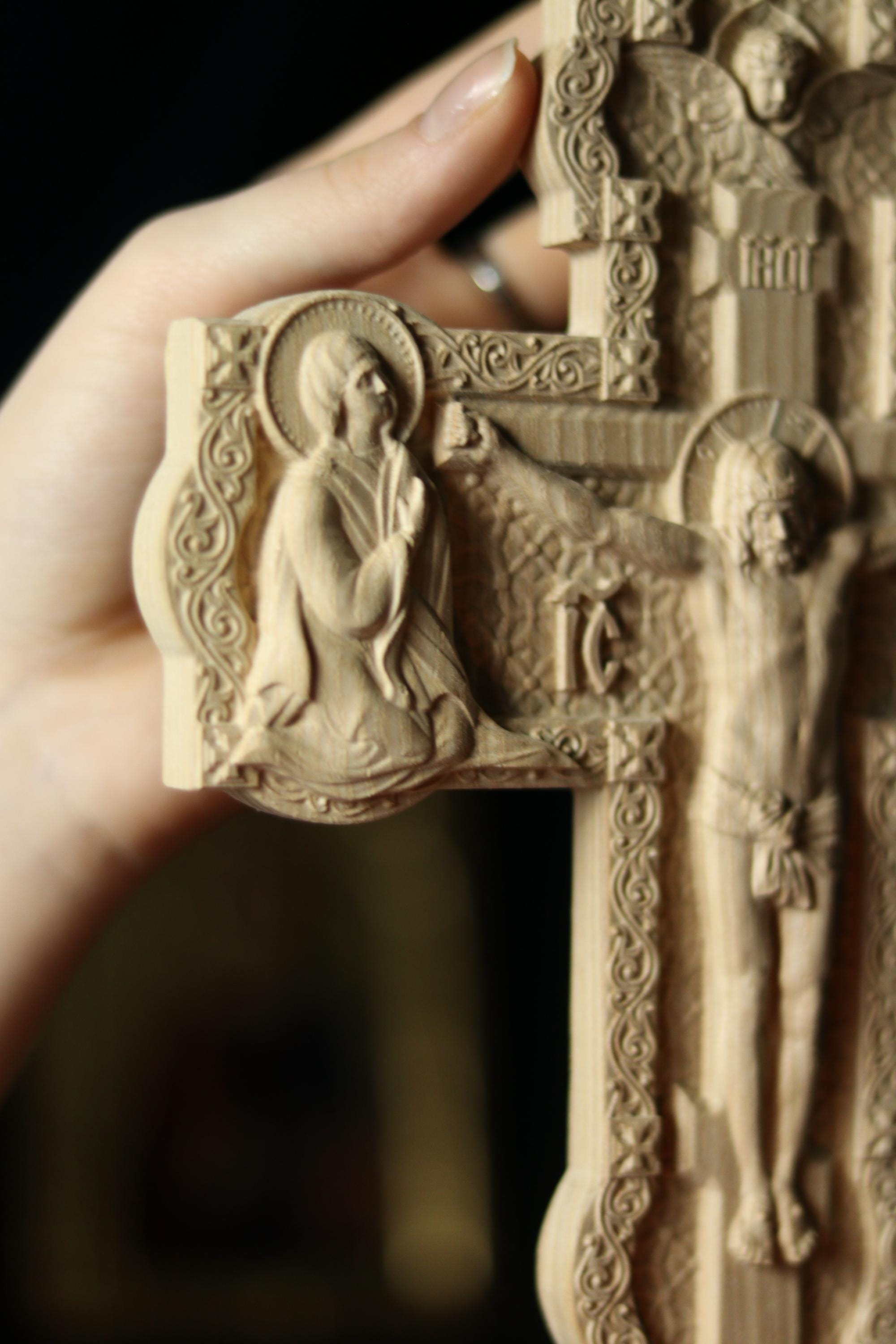 12in Beech Wood Cross, Wooden Cross, Orthodox Crucifix,Lord Jesus Christ