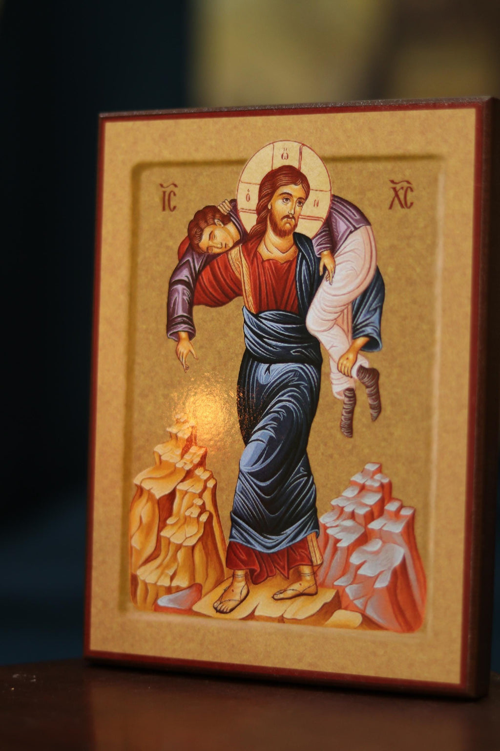 Jesus Christ Bear One Another Icon Wooden Orthodox 6.3x4.7in