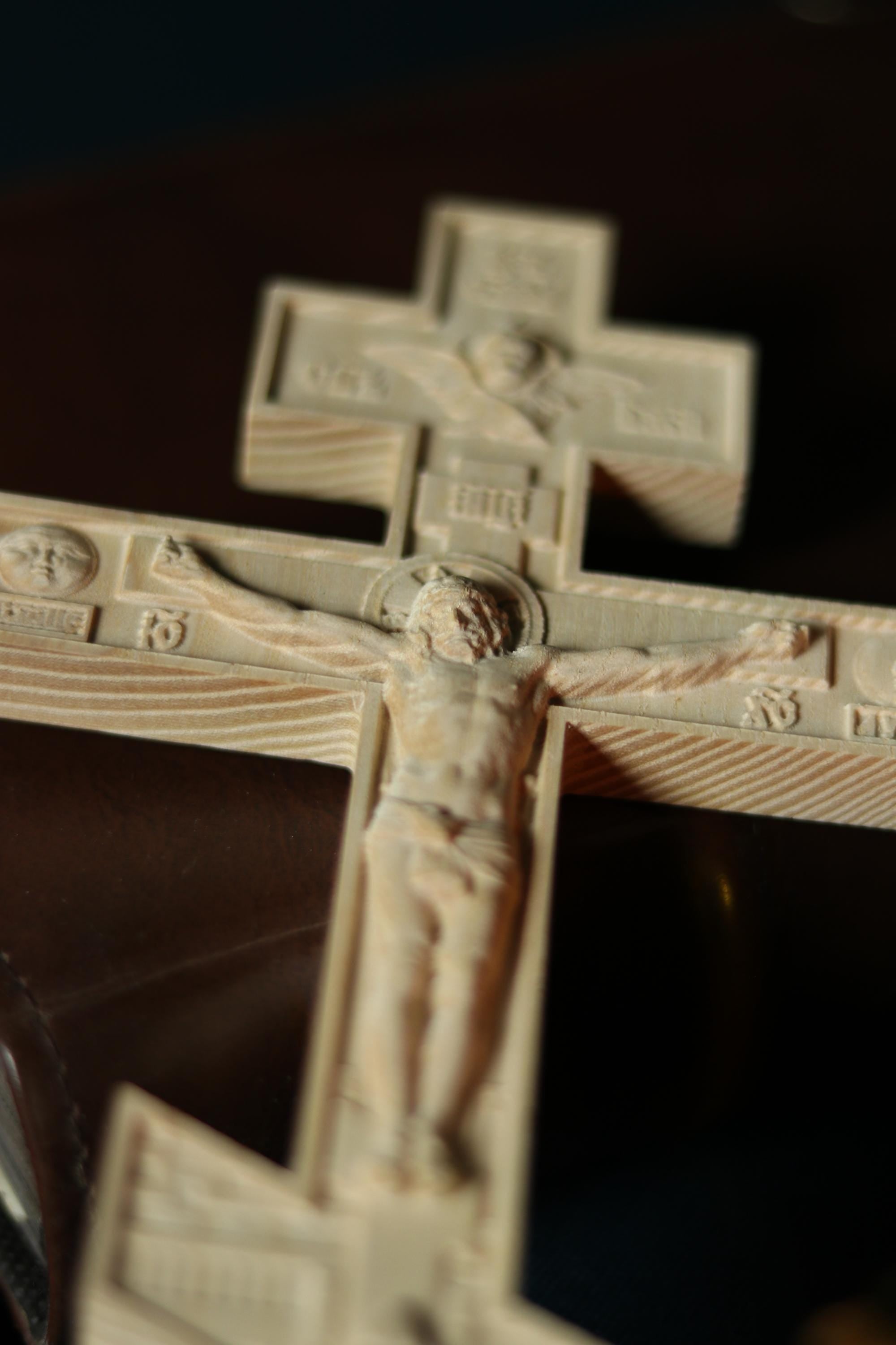 Orthodox Wooden Crucifix, Handcrafted Oak Wood Cross