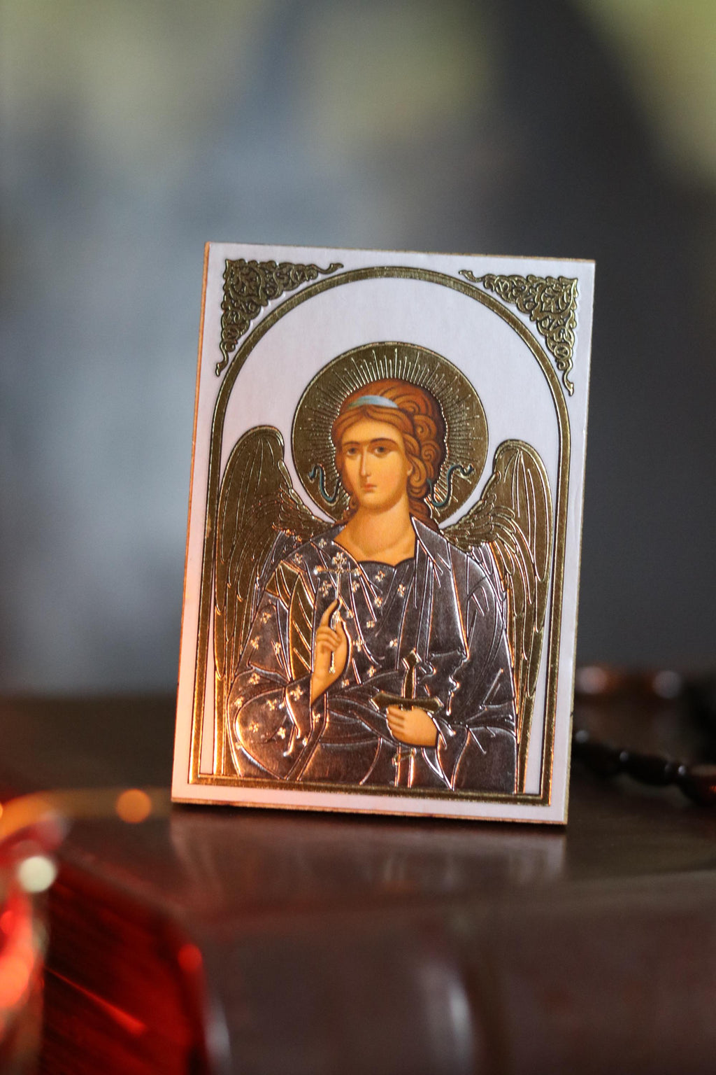 Wooden Orthodox Angel Icon 3.3in, Guardian Angel Icon, Small Prayer Icon
