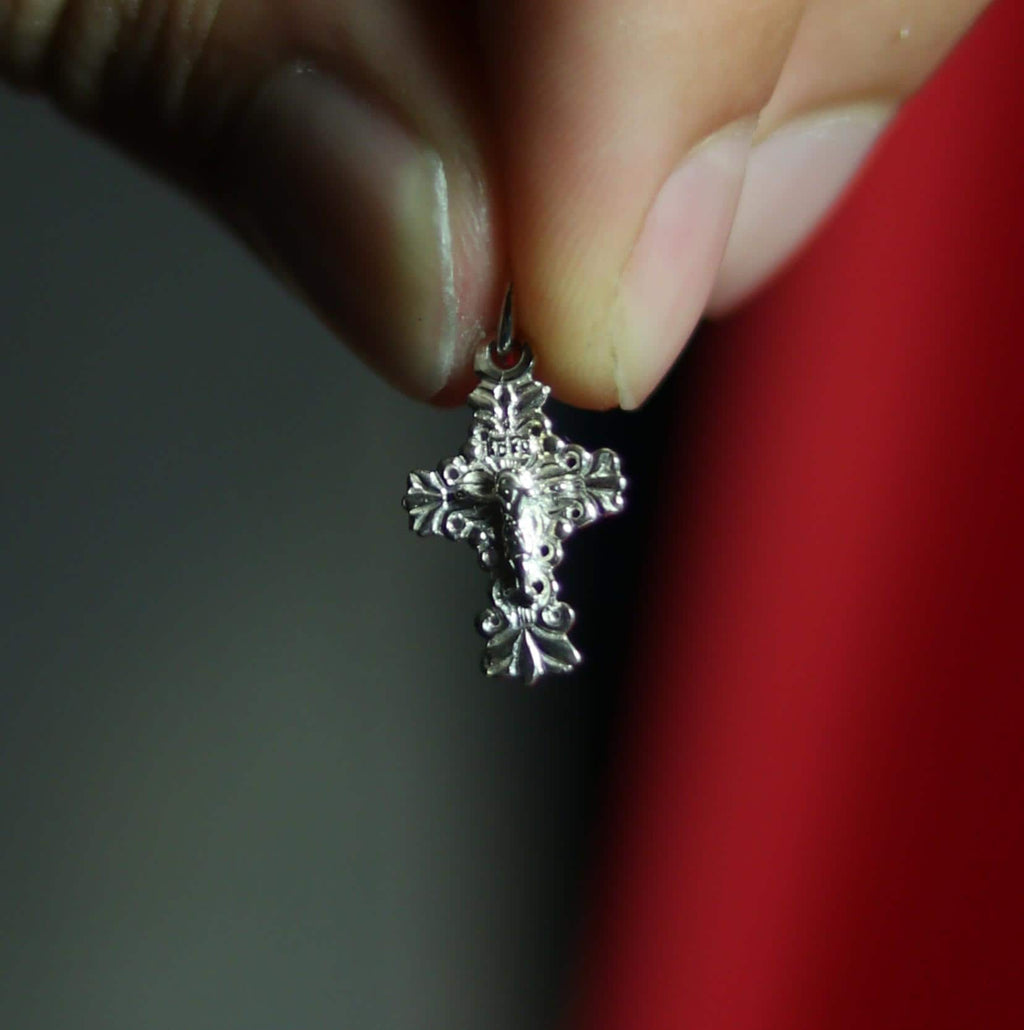 Sterling Silver Orthodox Cross Pendant 1.5cm, 0.61 g Detailed Eastern Crucifix, Christian Gift, Orthodox necklace, Orthodox pendant
