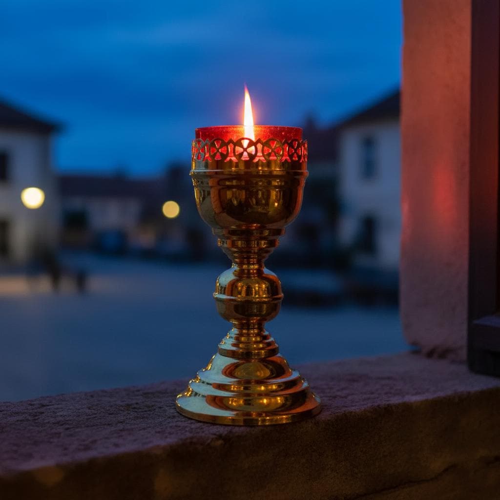 Large Tabletop Icon Lamp 3.15×7.09 in, Orthodox Lamp, Oil Lamp, Icon Lamp, Prayer Light
