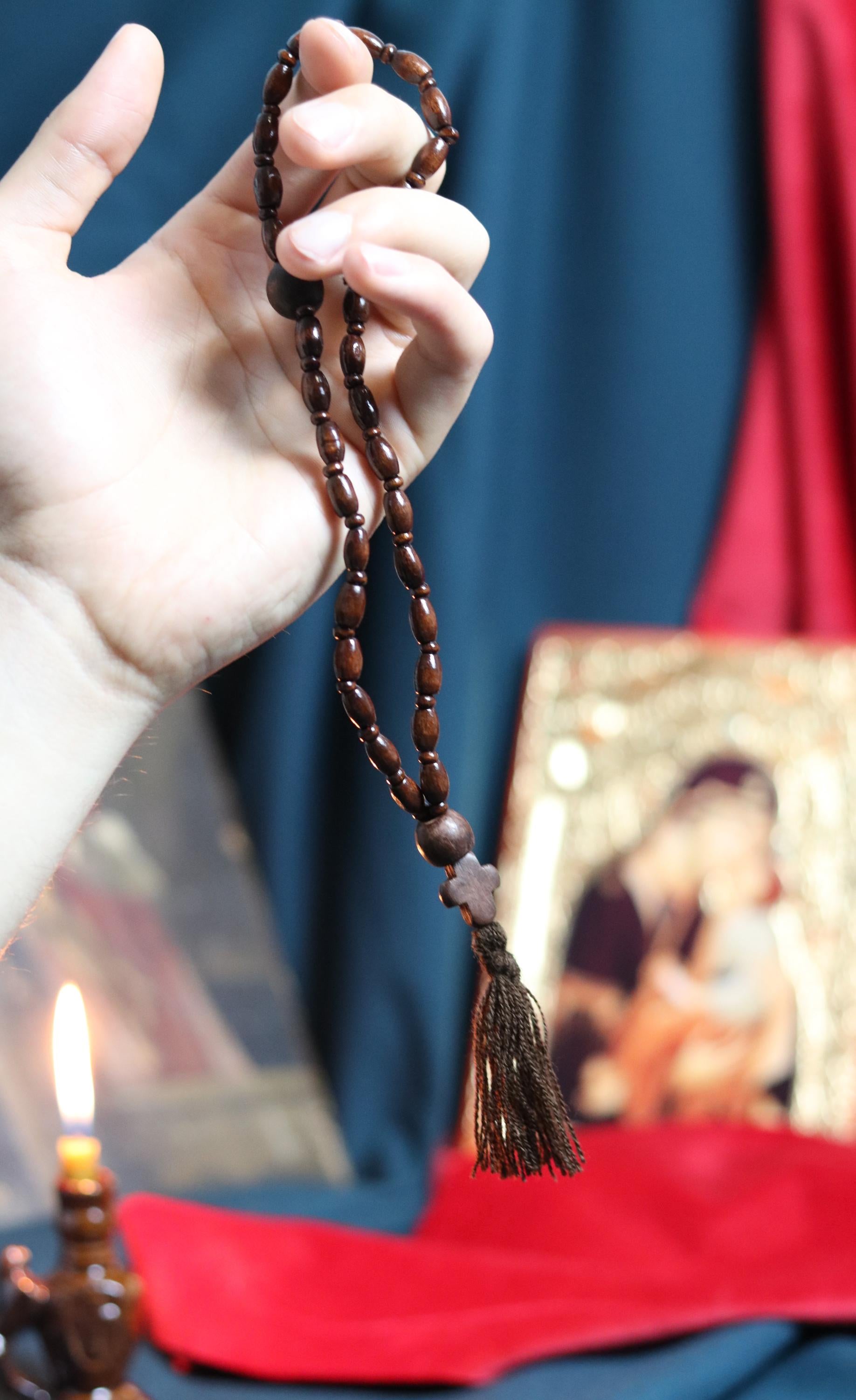 Orthodox Wooden Prayer Beads with Tassel – Handmade Black Wood Orthodox rosaries, Prayer beads, Orthodox prayer rope, Wooden komboskini