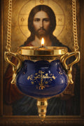 Ceramic Hanging Oil Lamp 6.7in, Orthodox Oil Lamp, Church Oil Lamp, Prayer Corner Lamp