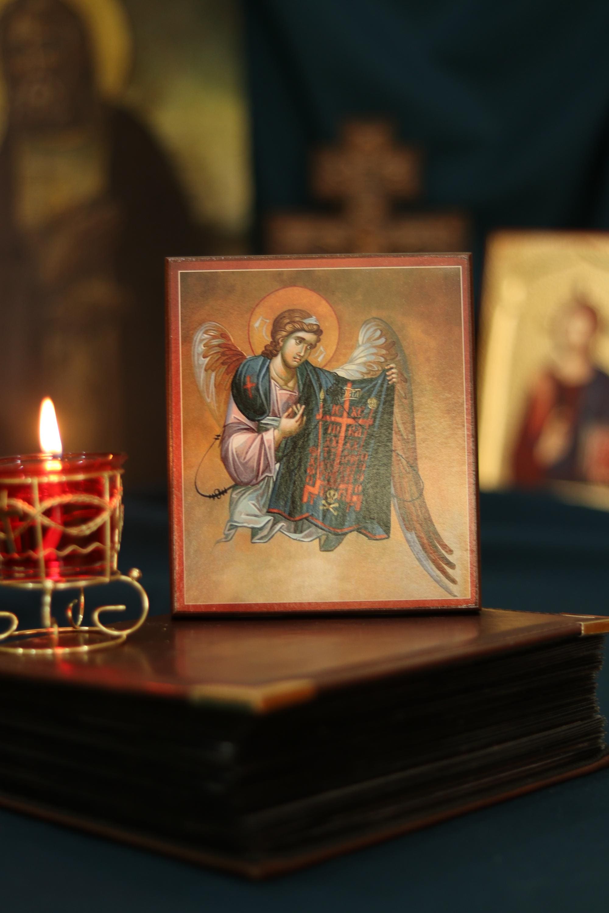 Wooden Orthodox Icon 6.3in, Guardian Angel, Christian