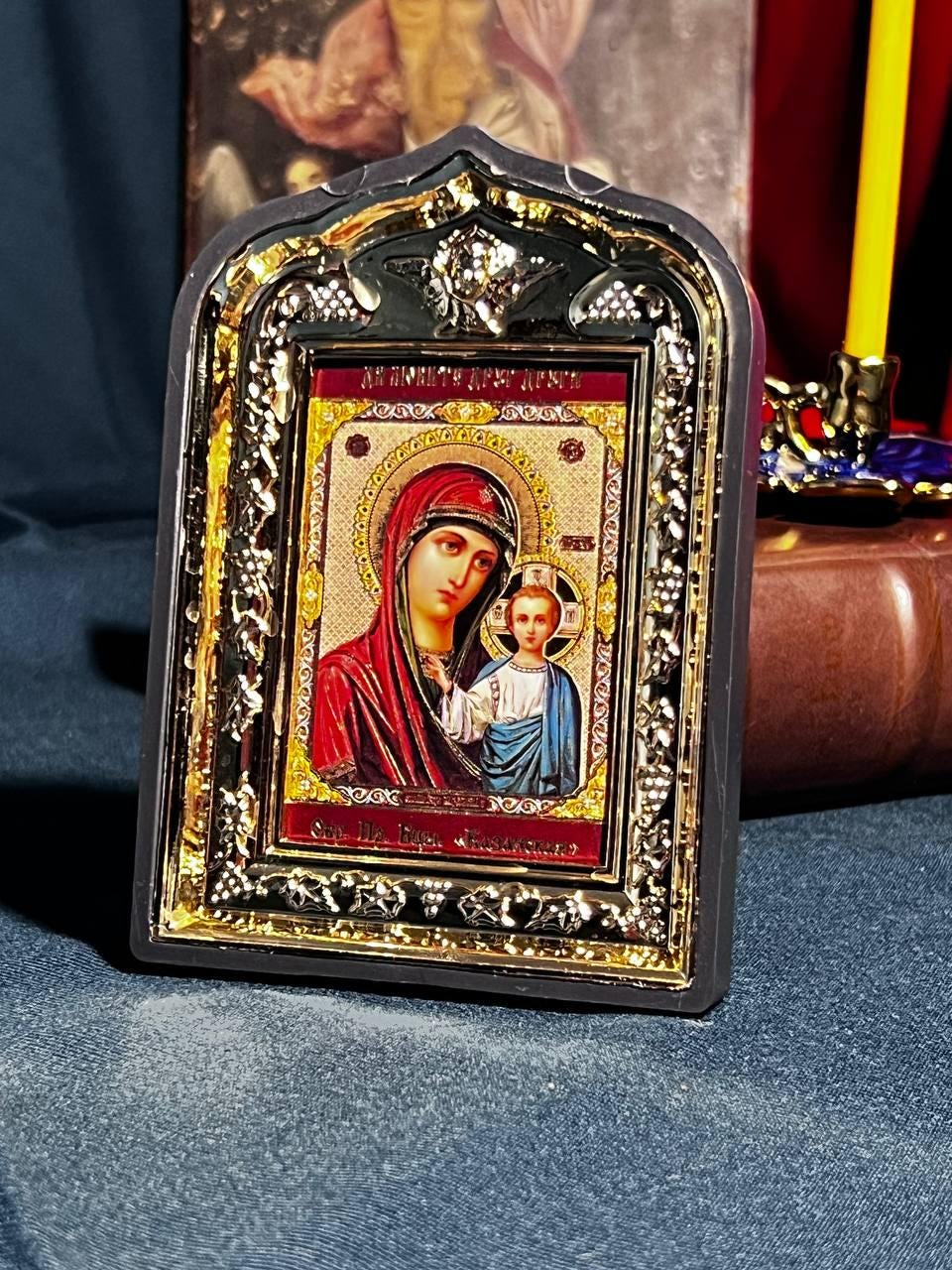 Icon of the Mother of God 10x15, Kazan icon of the Mother of God, Orthodox icon, Orthodox cross, Hanging icon, Mother of God, Virgin Mary