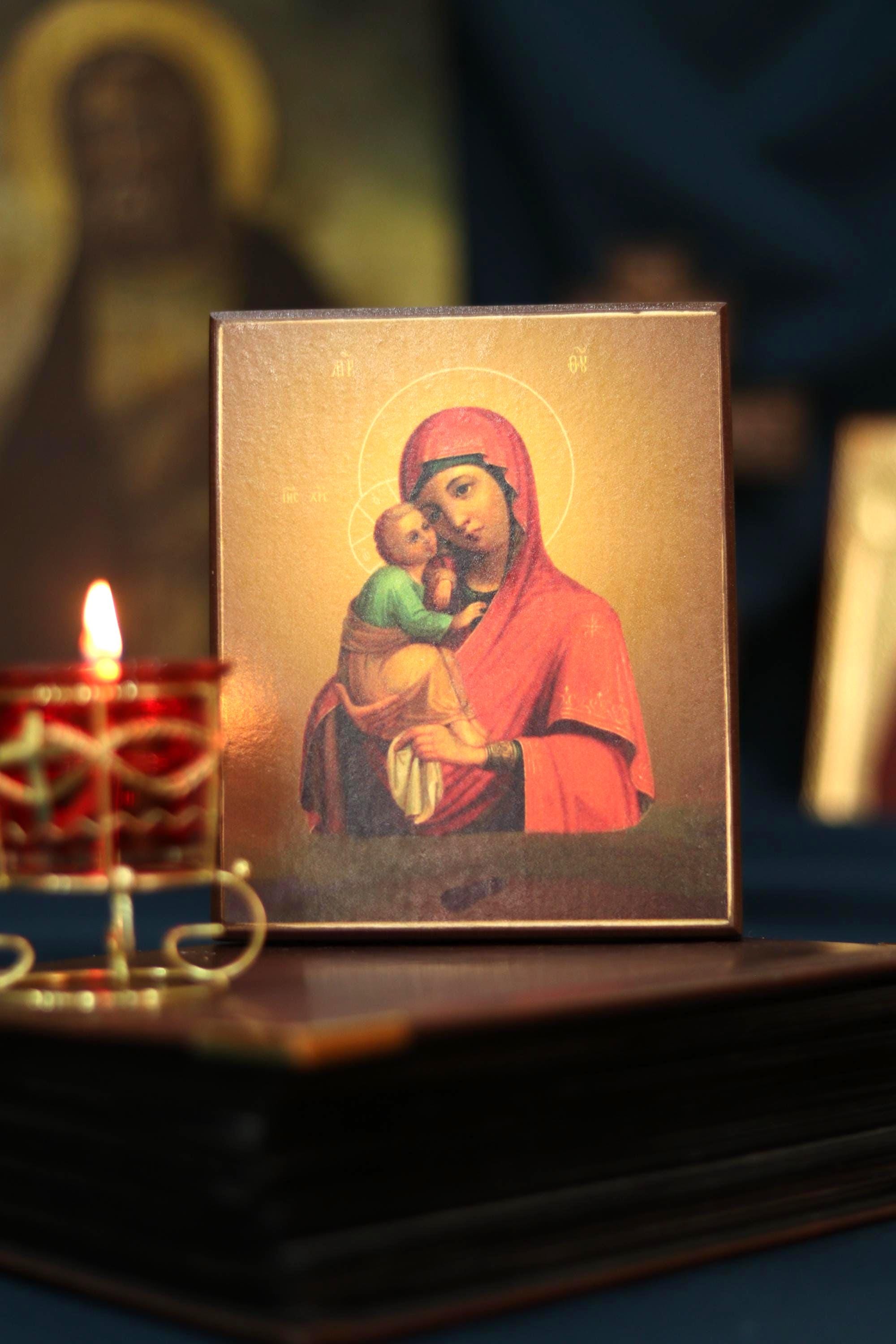 Pochaev Mother of God Icon Wooden Icon Orthodox Icon